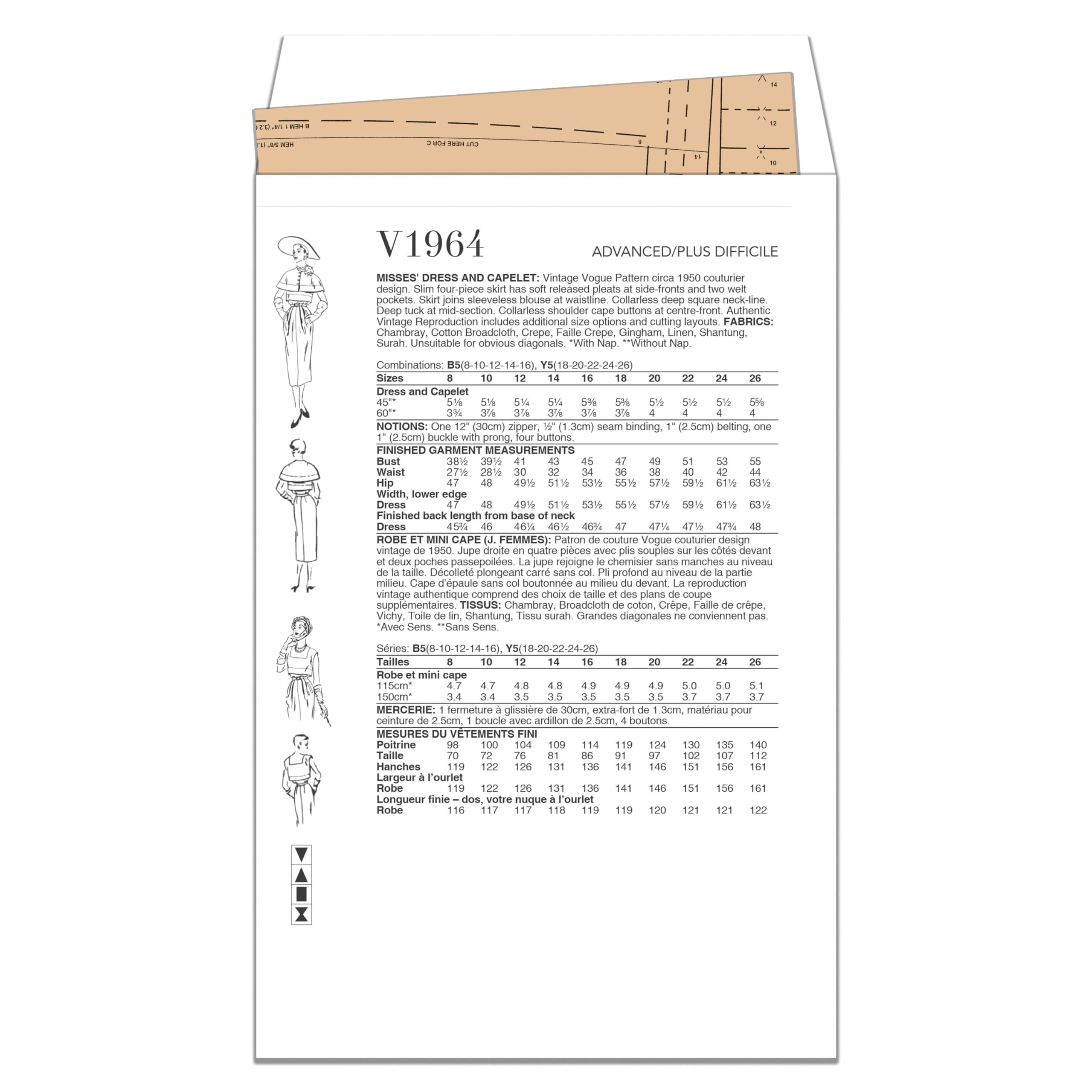 Vogue V1964B5 Misses' Dress and Capelet B5 (8-10-12-14-16), Multicolour - Image 2