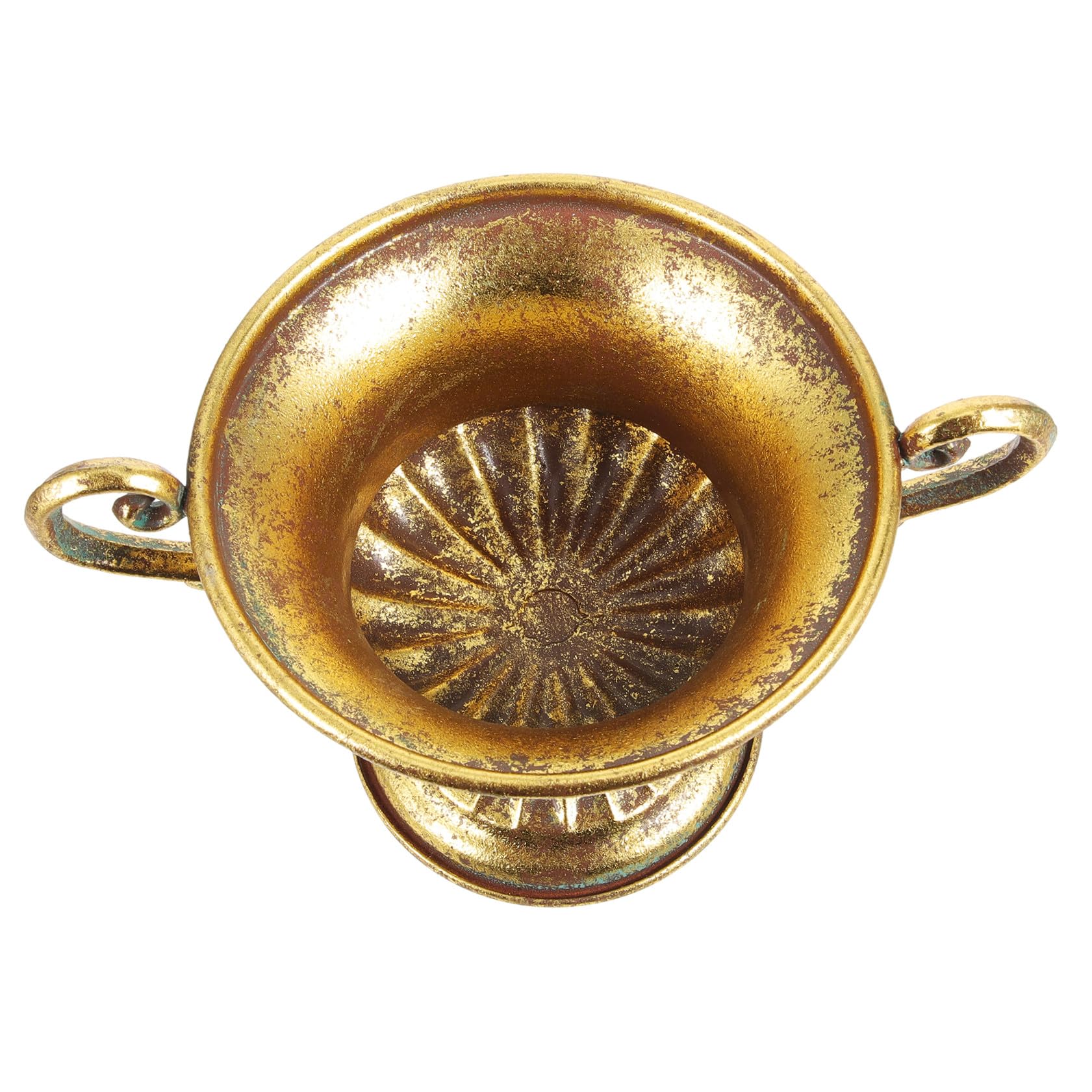 Maceta vintage de metal para flores y soporte estable decorativo