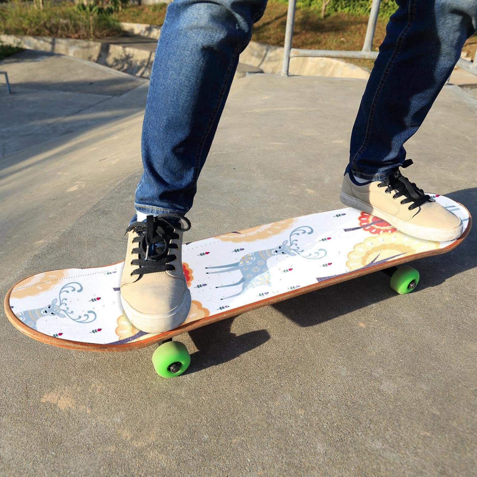 Colorful Folk Deer Skateboard-Griptape, Schleifpapier, Longboard, Aufkleber, Scooter, Deck, Sandpapier, 2 Stück