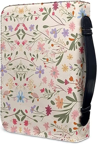 Miniatura 8 de Funda floral para la Biblia, funda de cuero para la Biblia y bolso de la Biblia floral con asa, bolsillos y cremallera, funda de Biblia de gran