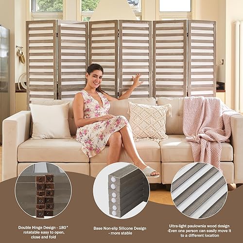 Miniatura 2 de Divisores de habitación y pantallas plegables de privacidad, separadores de madera de 5.6 pies para pared divisora para el hogar, oficina,