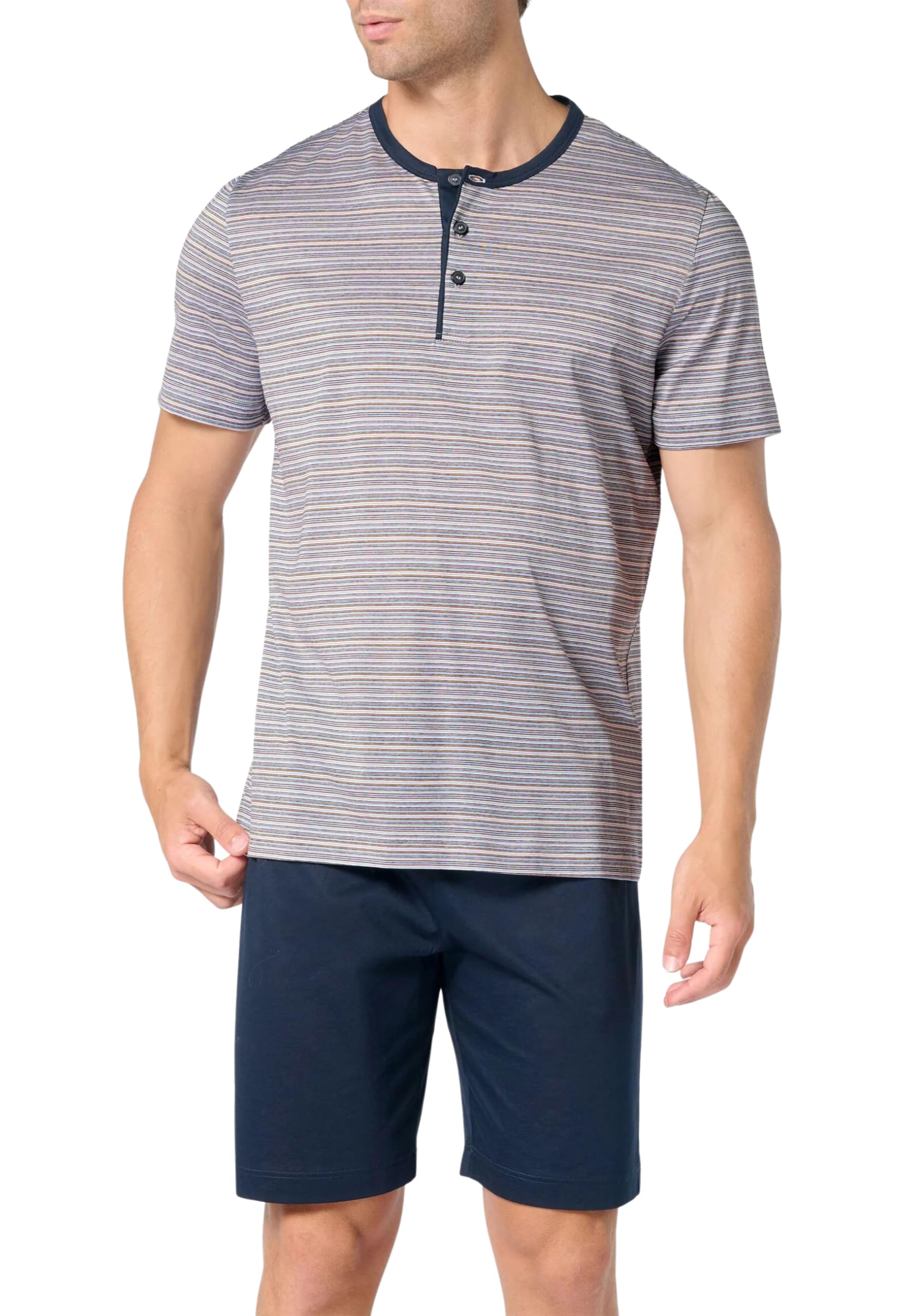 PEROFIL Pigiama Uomo Corto Cotone Jacquard Estivo Millerighe Art. VPRT93373