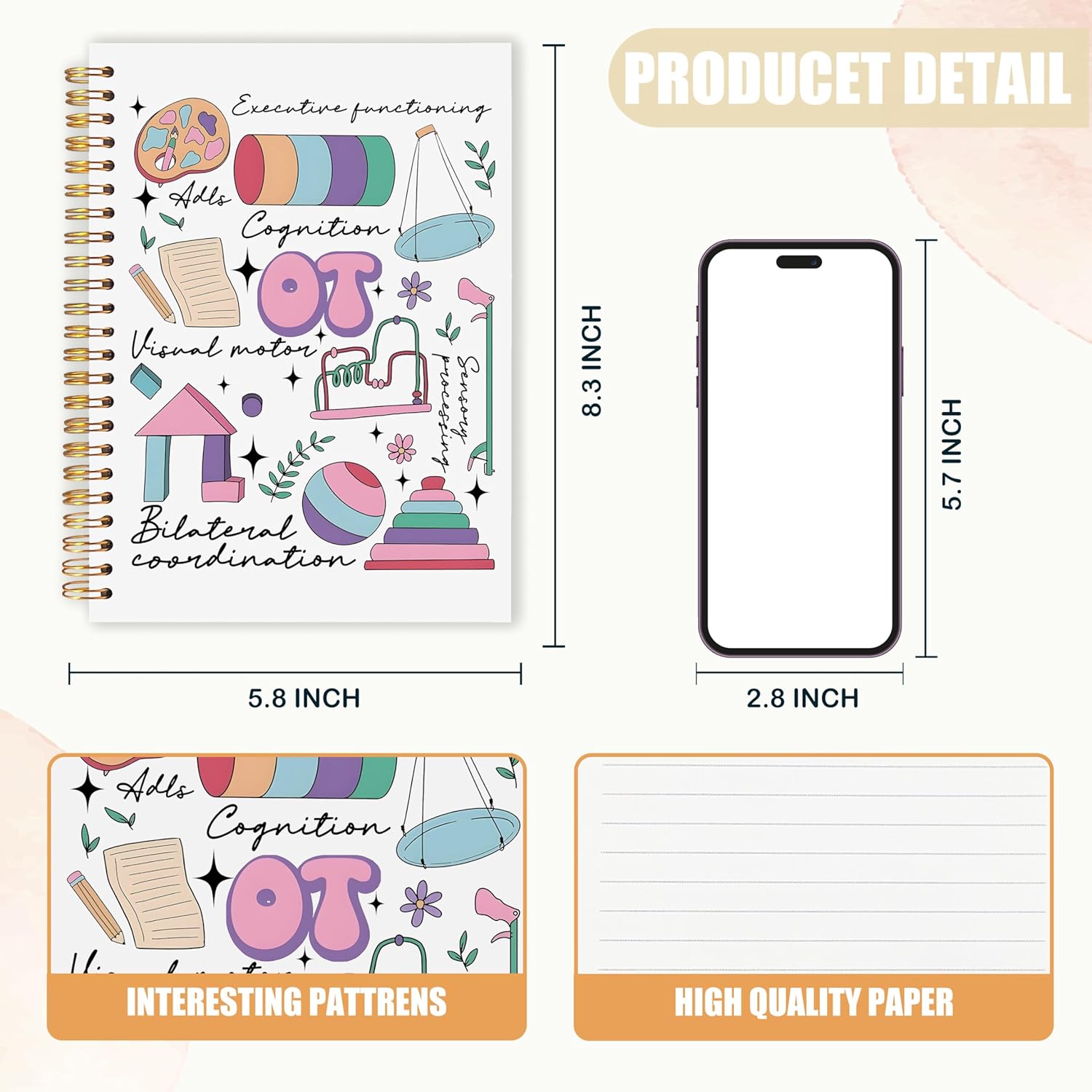 Occupational Therapy Spiral Notebook, OT Gifts for Women Journaling Notebooks, Gifts for Occupational Therapists Journal, Therapeutic Gifts Notebooks for Note Taking, 5.5x8.3 Inch - Image 2