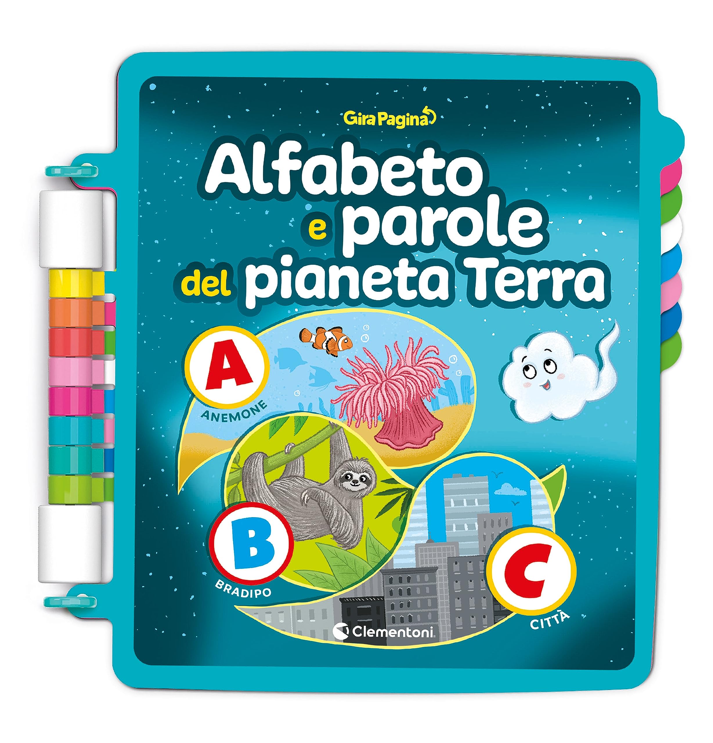 Clementoni - 16647 - Sapientino - Girapagina, L’Alfabeto del Pianeta Terra - Libro Educativo Ed Interattivo per Stimolare L'Interesse alla Lettura, per Bambini dai 4 Anni (Gioco in Italiano)