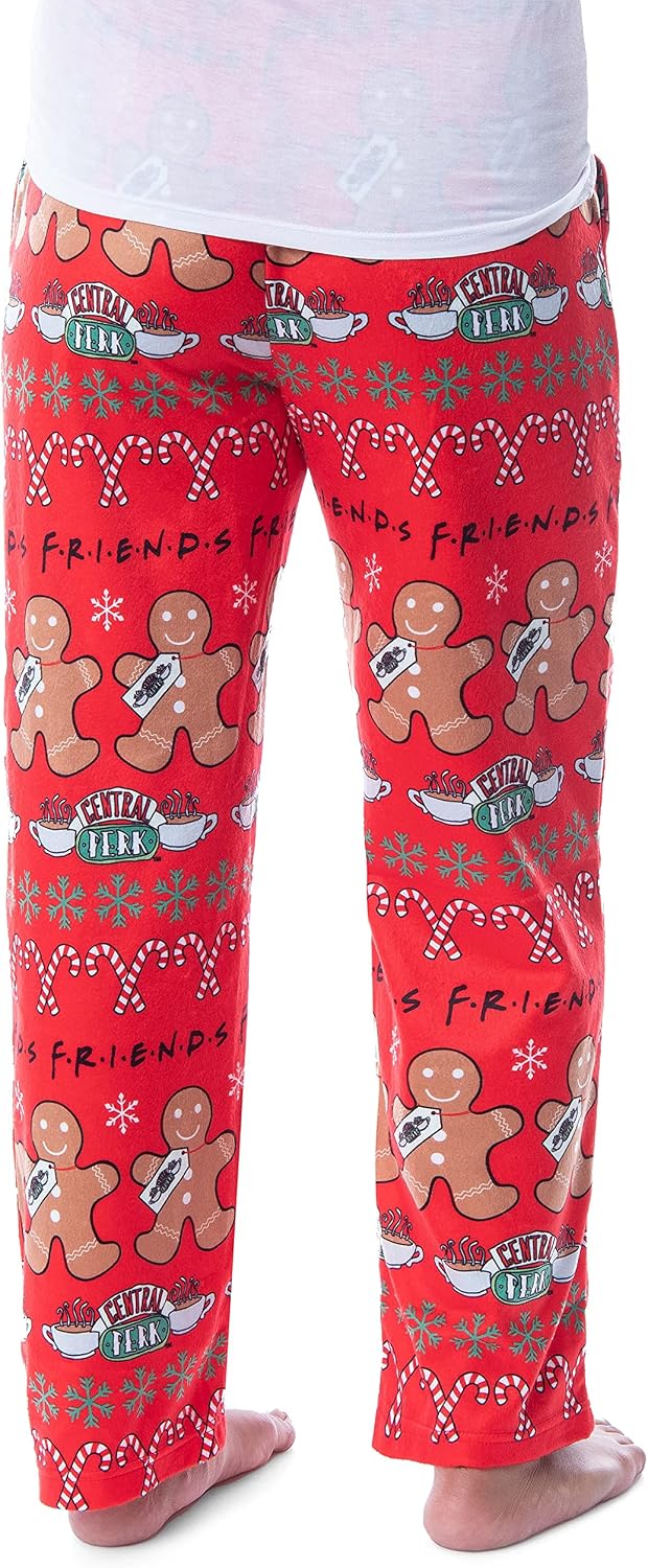Friends The TV Series Womens' Gingerbread Central Perk Ugly Sweater Pajama Pants