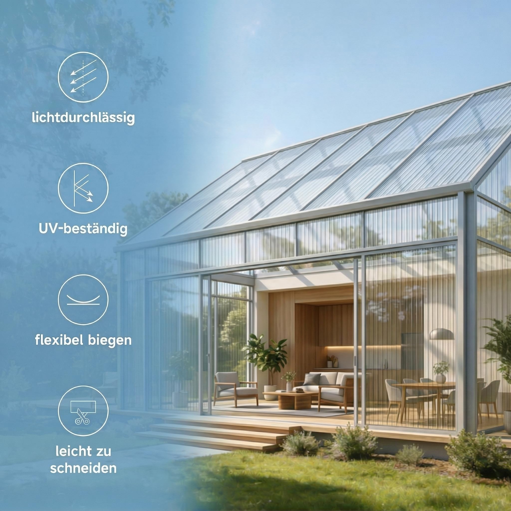 10xDoppelstegplatten 6mm,121x60,5cm Polycarbonat 7,3m² GewäChshaus Platten,Hohlkammerplatten,Stegplatten, Carport, Stegplatten, BestäNdig FüR GewäChshaus Gartenbau (60,5 x 121cm)