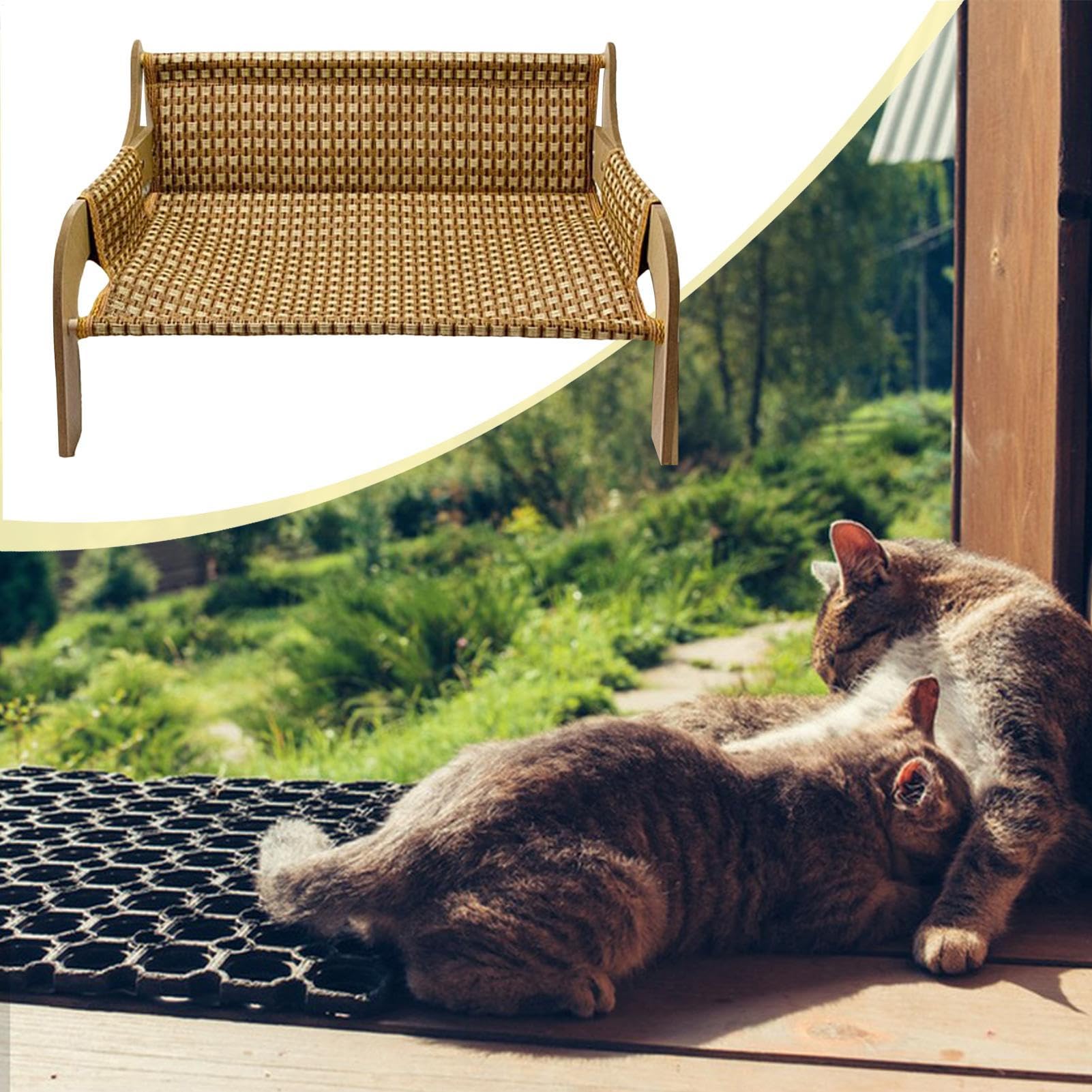Cama Hamaca para Gatos - Estilo Sofá Elevado Tumbona para Mascotas De 52x42x29,5 Cm, ​​Sillón Refrescante De Tela Transpirable, Sofá Elevado para Cachorro Gatito | Muebles de Interior y Exterior para
