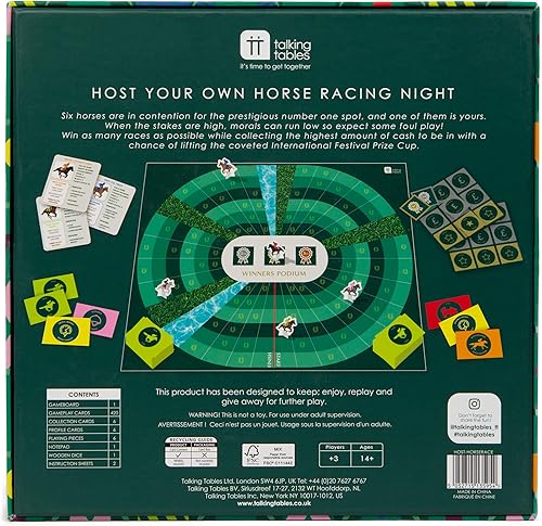 Miniatura 6 de Talking Tables Juego de mesa de carreras de caballos para juegos familiares, jinete de equitación nocturna, a partir de 14 años, cumpleaños, caballo