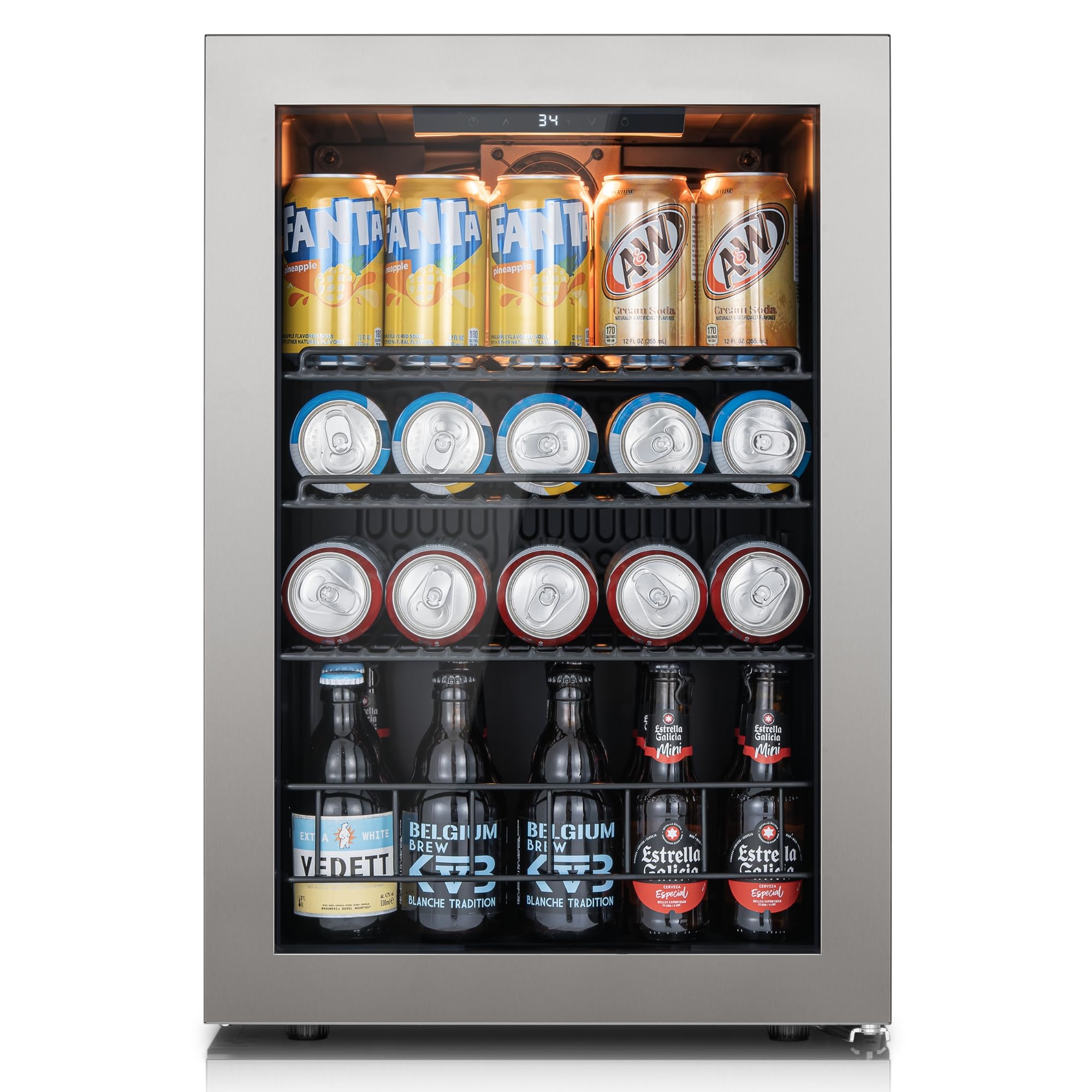 Ca'Lefort Mini Fridge Beverage Cooler, 85 Can Beverage Refrigerator with Reversible Glass Door, Adjustable Shelves for Soda, Beer & Drinks, Digital Temperature Control for Dorm, Office & Home on Fridge.com