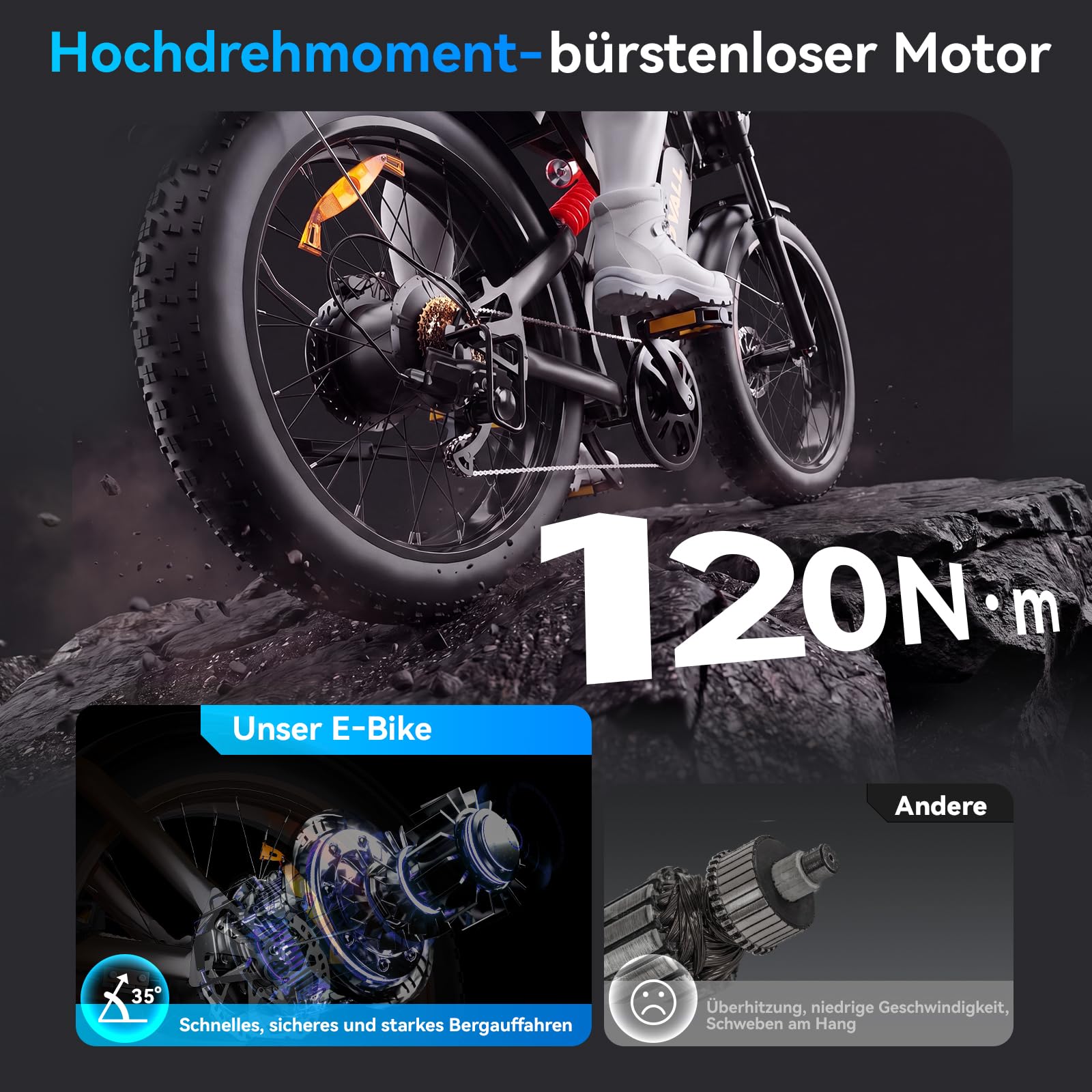 DEEPOWER Vélo électrique pour adulte, 48 V/52 V, 20 Ah, batterie amovible, portée jusqu'à 60 à 110 km, pneus épais de 50,8 cm, freins à disque hydrauliques, 7 vitesses Shimano, tout-terrain