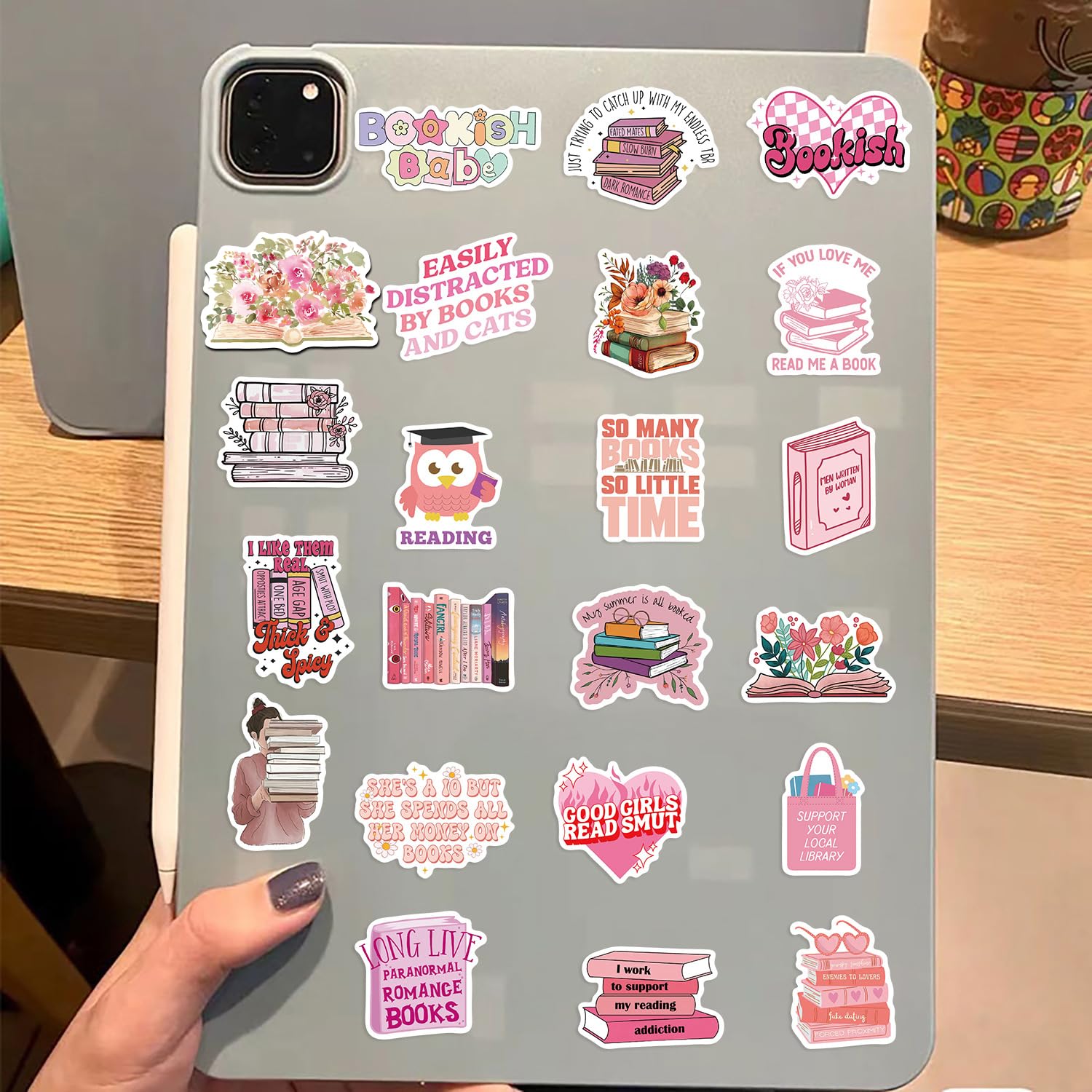 50 stuks esthetische stickerset, roze en groene vinylstickers