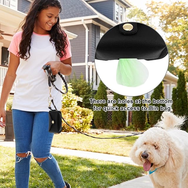 Foto 2 de 8 de Dispensador de bolsas para caca de perro, dispensador portátil para bolsas de basura con mosquetón