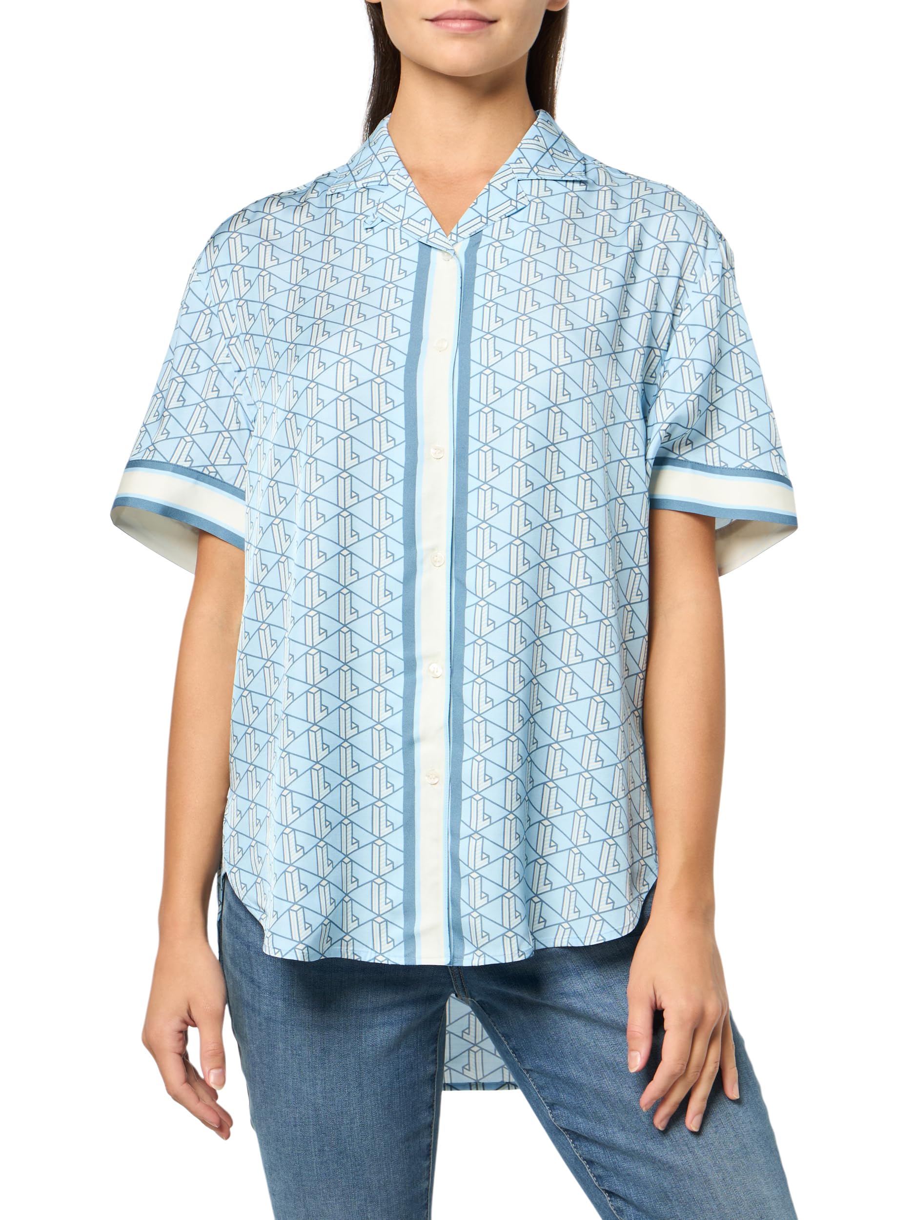 Lacoste Oversized Monogram Print Shirt Camicie Donna (Pacco da 1)