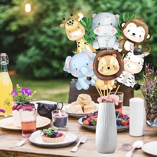 Miniatura 8 de 24 piezas de centro de mesa de animales de la selva para fiesta de cumpleaños de la selva, animales del zoológico, suministros de baby shower,