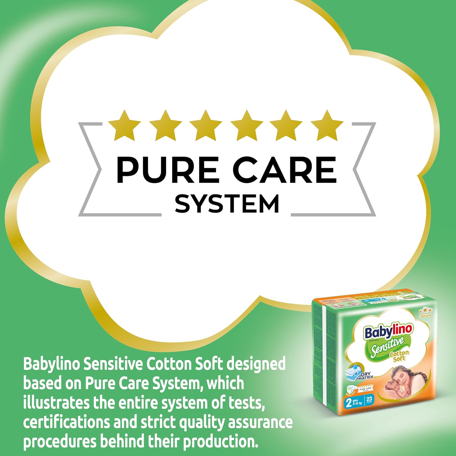 Babylino Sensitive Baby Nappies Size 2 Mini (3-6kg) 23 Units