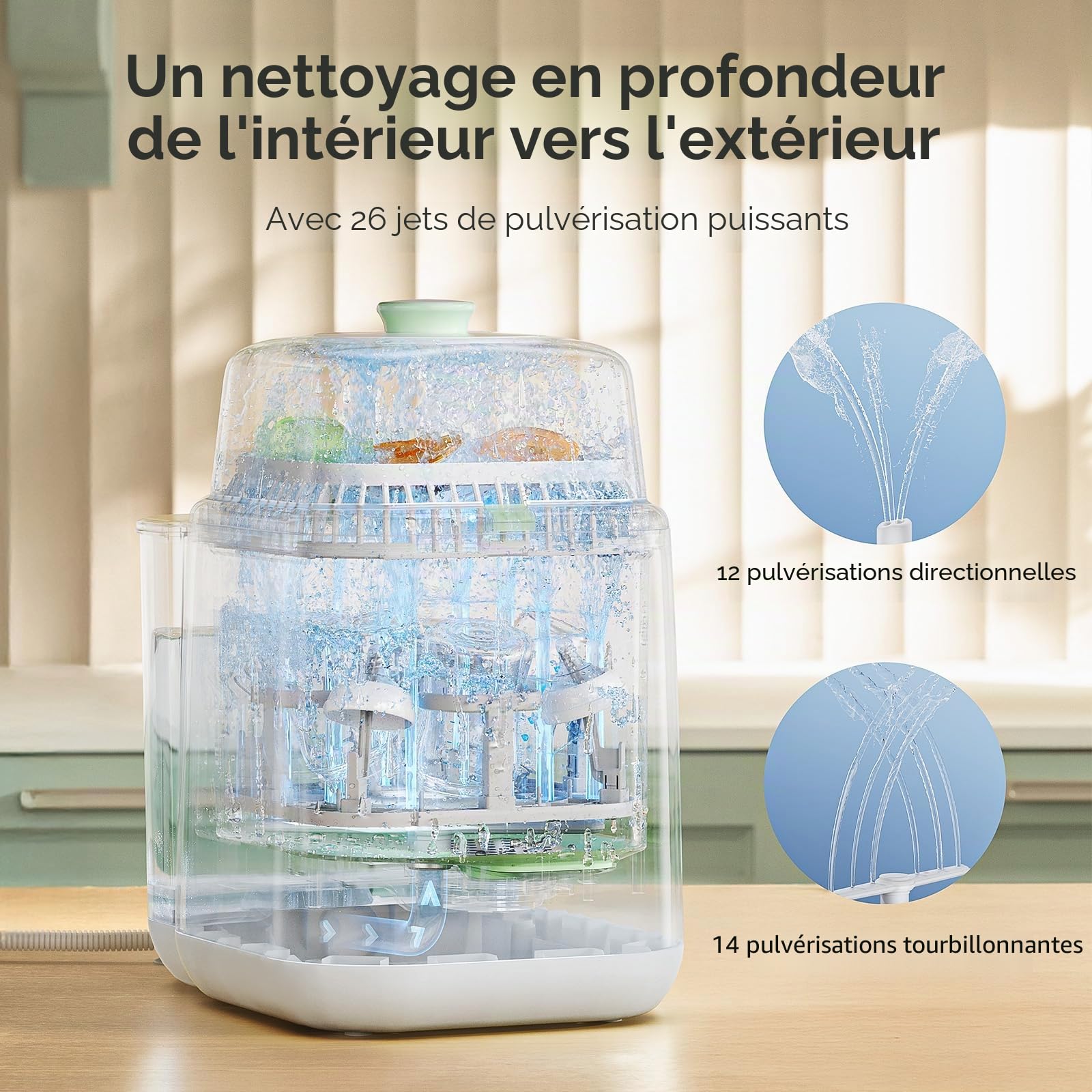 Momcozy KleanPal Pro Lave-biberon – Stérilisateur et séchoir pour un nettoyage facile – Machine lave-biberon pour tous les biberons, pièces de pompe et entretien des articles de bébé – Économisez du