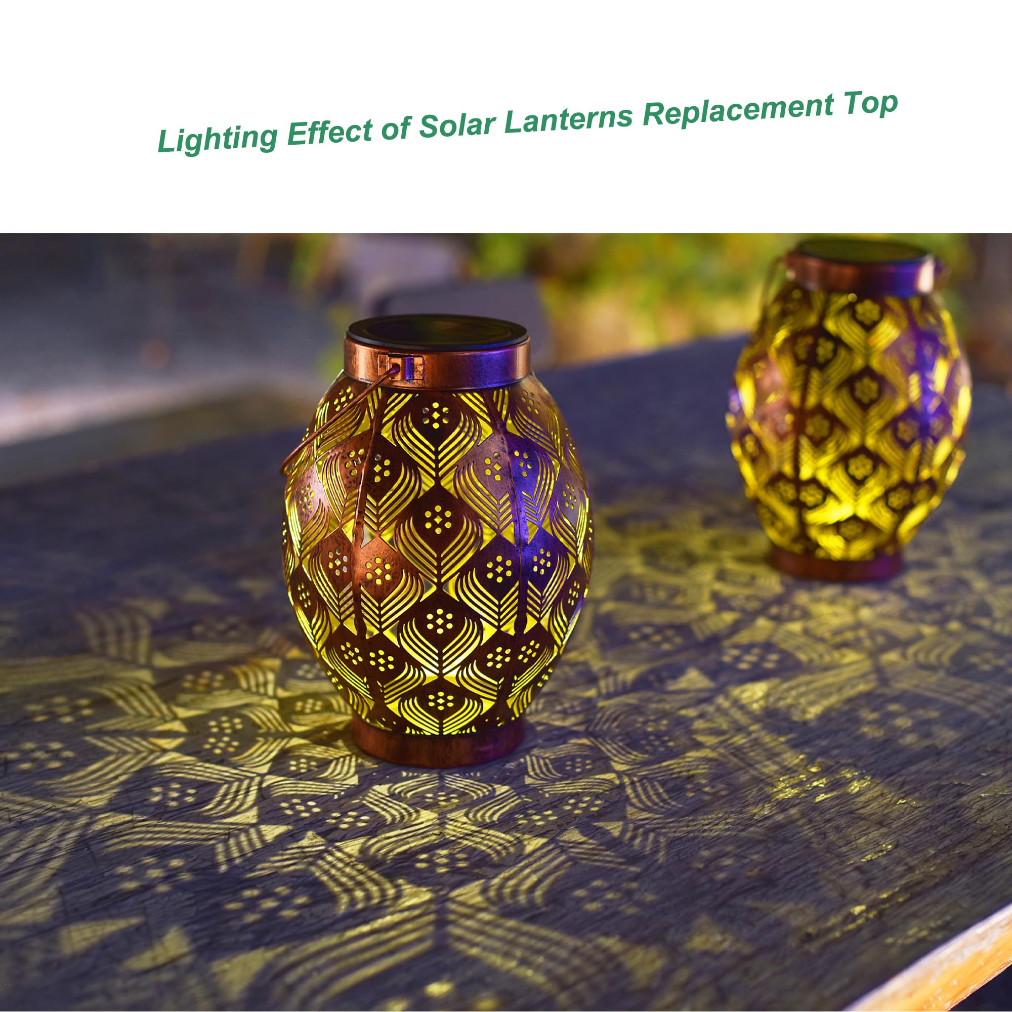 Solar Lanterns Outdoor Solar Powered Hanging Lanterns Outdoor - Waterproof  Garden Decorative Lights For Patio & Yard Patio Decoration Solar Lanterns Replacement Top Pack of 2, Waterproof Round Solar L