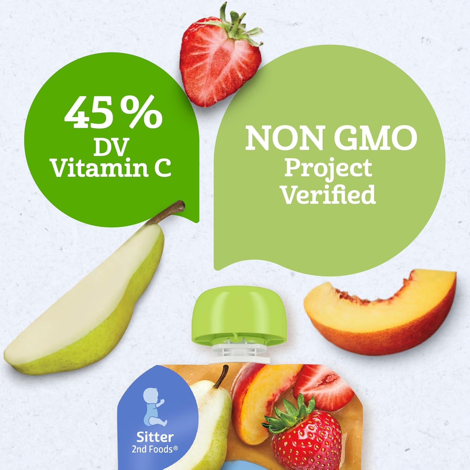 Gerber Stage 2 Baby Food, Organic Pear Peach Strawberry Puree Pouch, 2 Servings of Fruit, No Added Sweetener, No Artificial Colors or Flavors, 12-Pack - Image 7