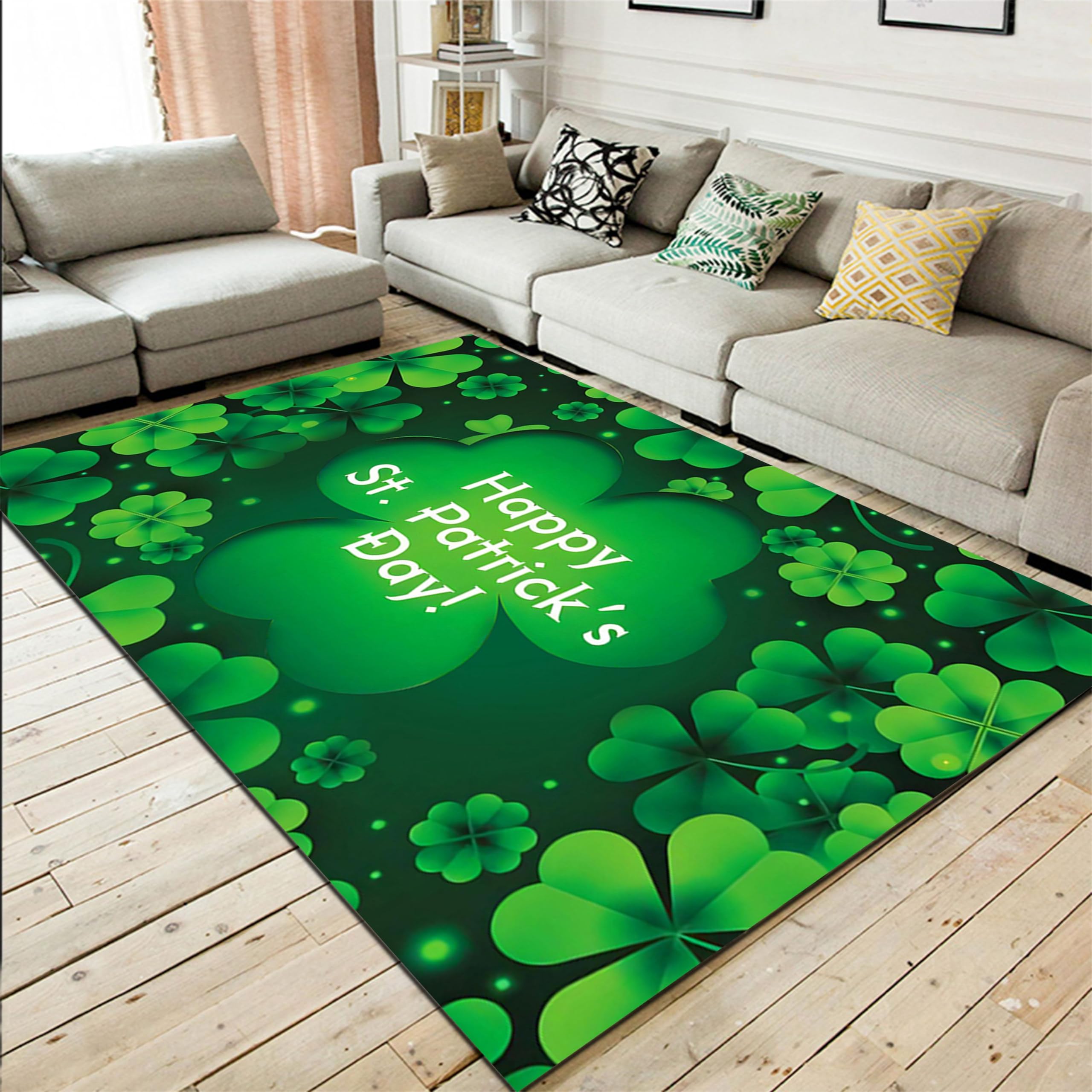 Amazon.com: Houient Lucky Shamrock Rug, 4x6ft, Saint Patrick's Day
