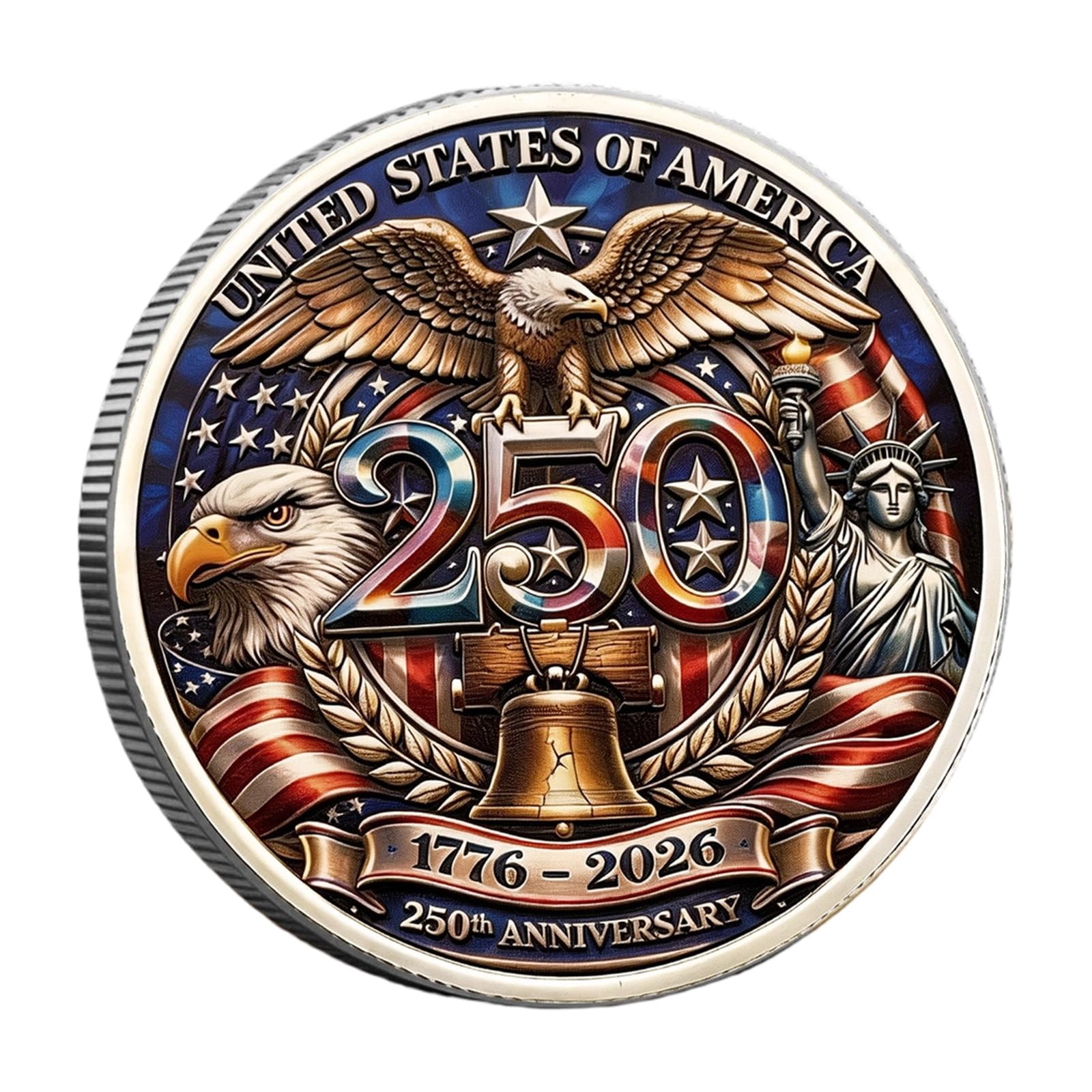 Woedpez Commemorative Medals for 250Th Anniversary of America Independence Symbols Coin for Collectors and History Enthusiasts Patriotic Coin