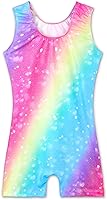 Vista 2 de TENVDA Gymnastics Leotards for Girls 2-12 Years Old Sparkly Multicolor Kids Tumbling Biketards Unitard