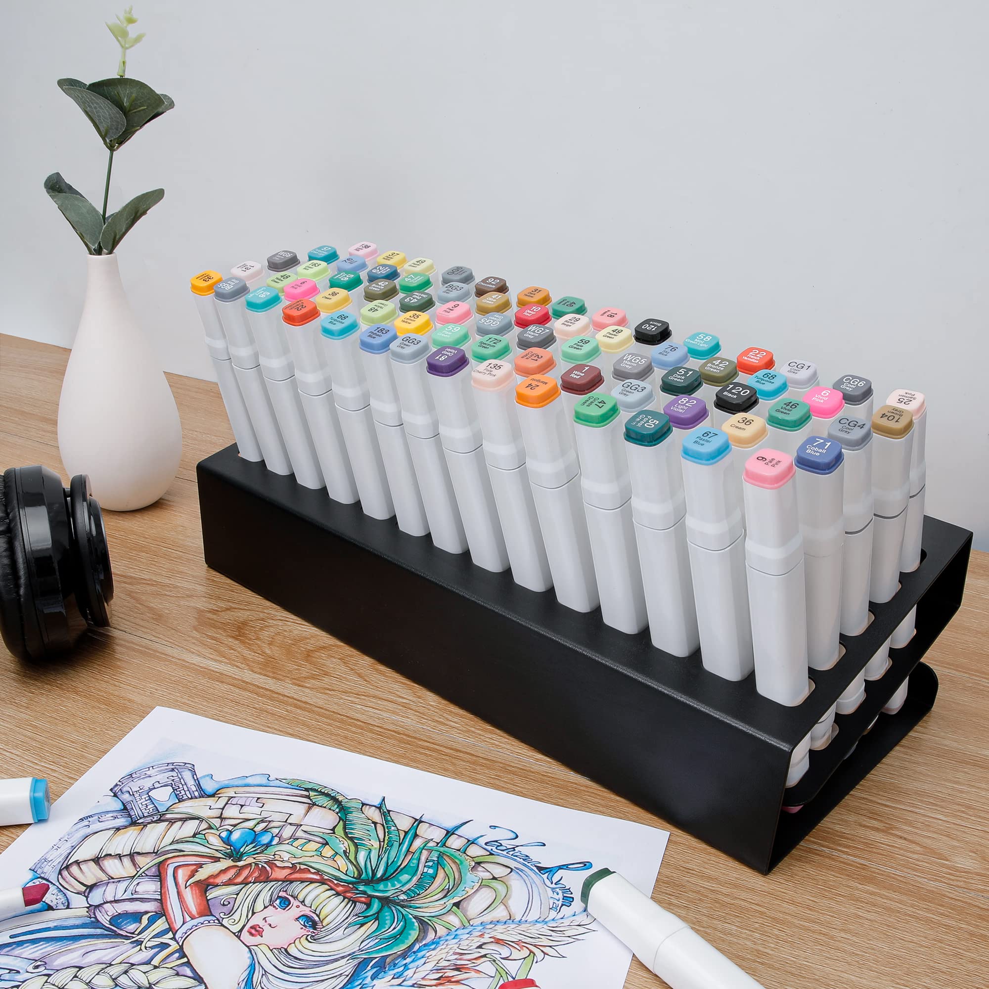 MyLifeUNIT 70 Löcher Marker Organizer für Schreibtisch, Metall Multi-Level Marker Halter, Stift Aufbewahrung Halter Rack für Buntstifte, Pinsel