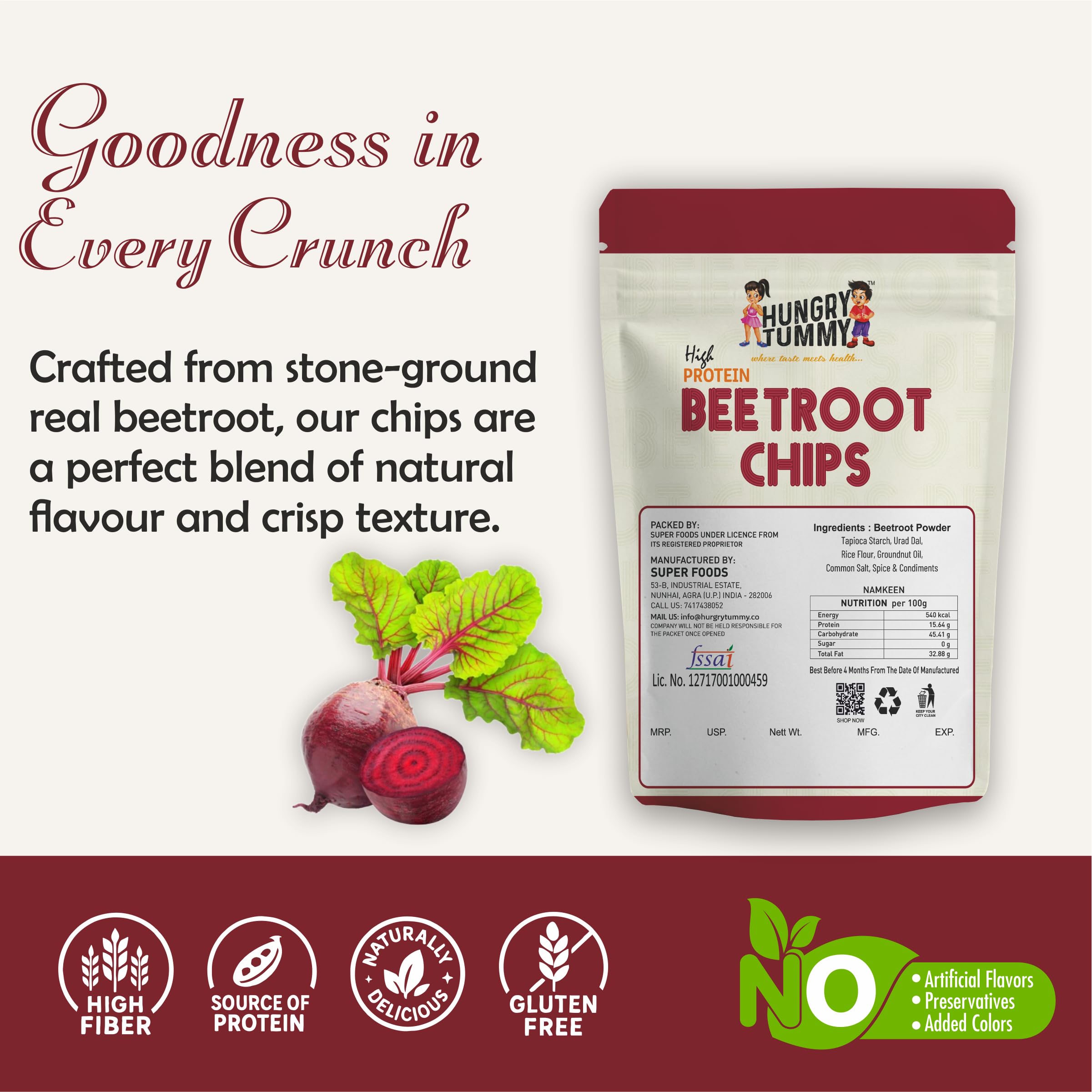 Hungry Tummy Healthy Chips Combo – Beetroot Chips & Moong Chips | High Protein & High Fiber | Guilt-Free Snacking | Cooked in Groundnut Oil | No Artificial Flavours or Preservatives | Crispy & Tasty | Vegan Snack | 100g Each 2