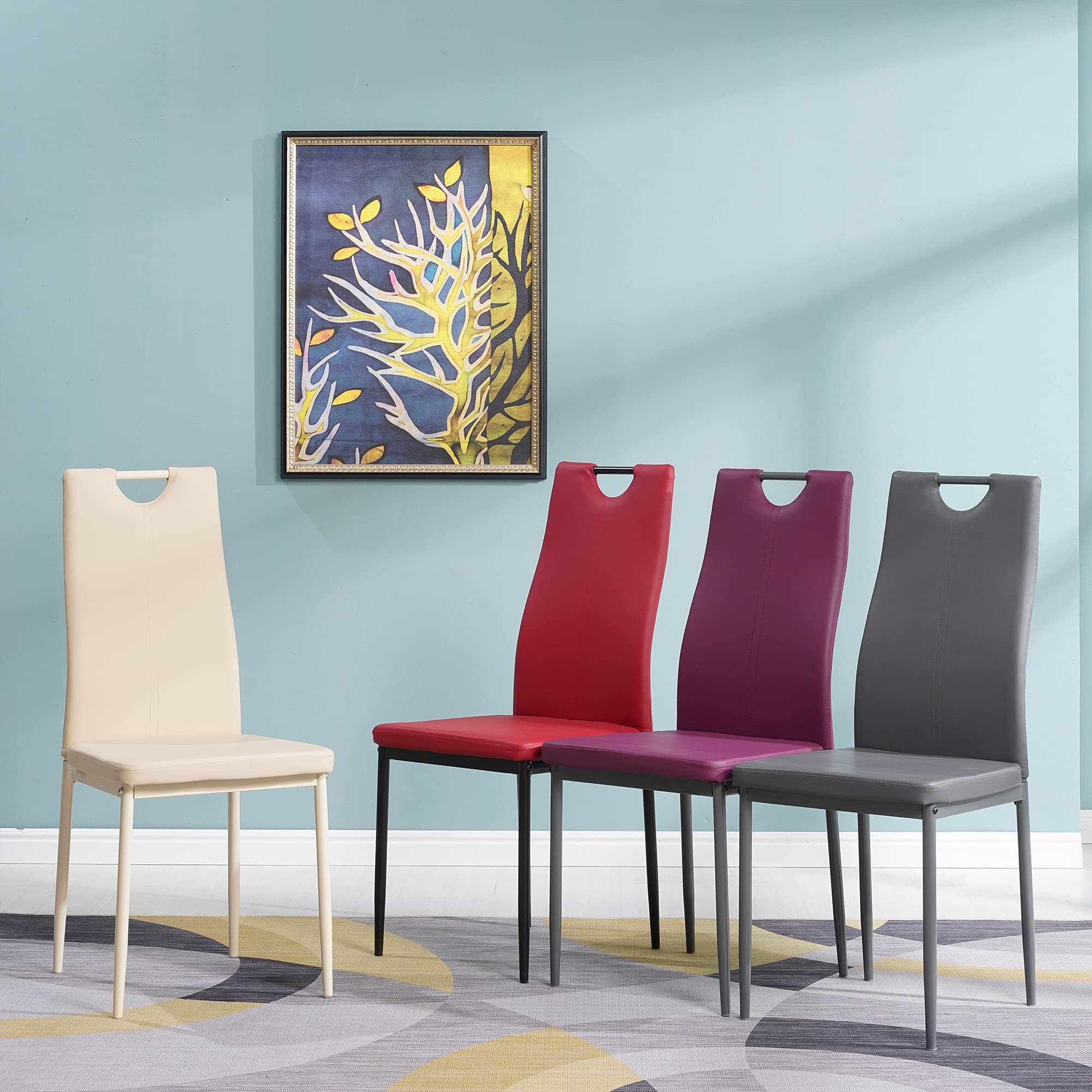 Albatros 2907 Salerno Set de 4 sillas de Comedor, Negro