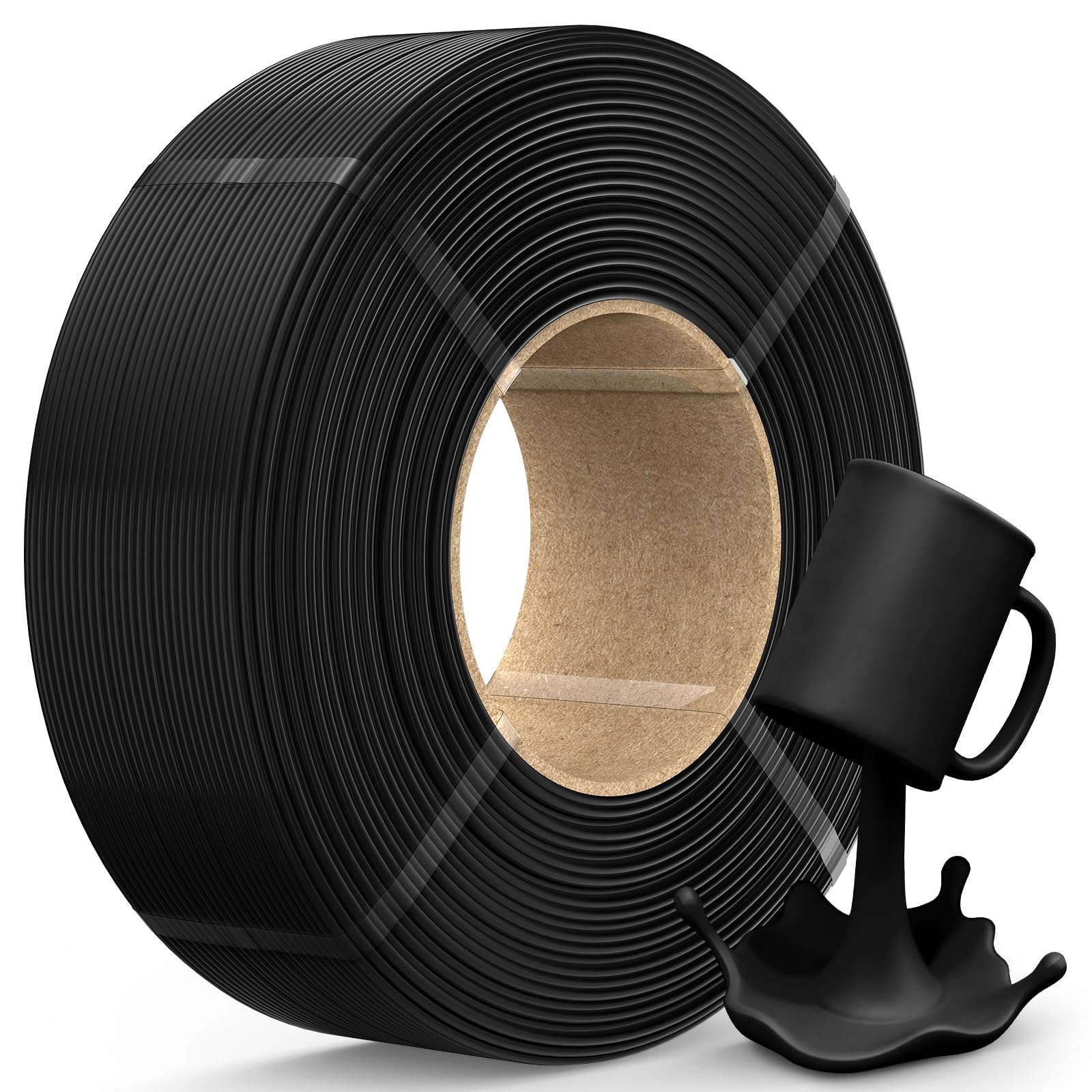 JAYO PETG filament do drukarki 3D, 1,75 mm, PETG o dużej wytrzymałości, dokładność pomiaru +/- 0,02 mm, 1,1 kg (+ 100 g dodatku), czarny