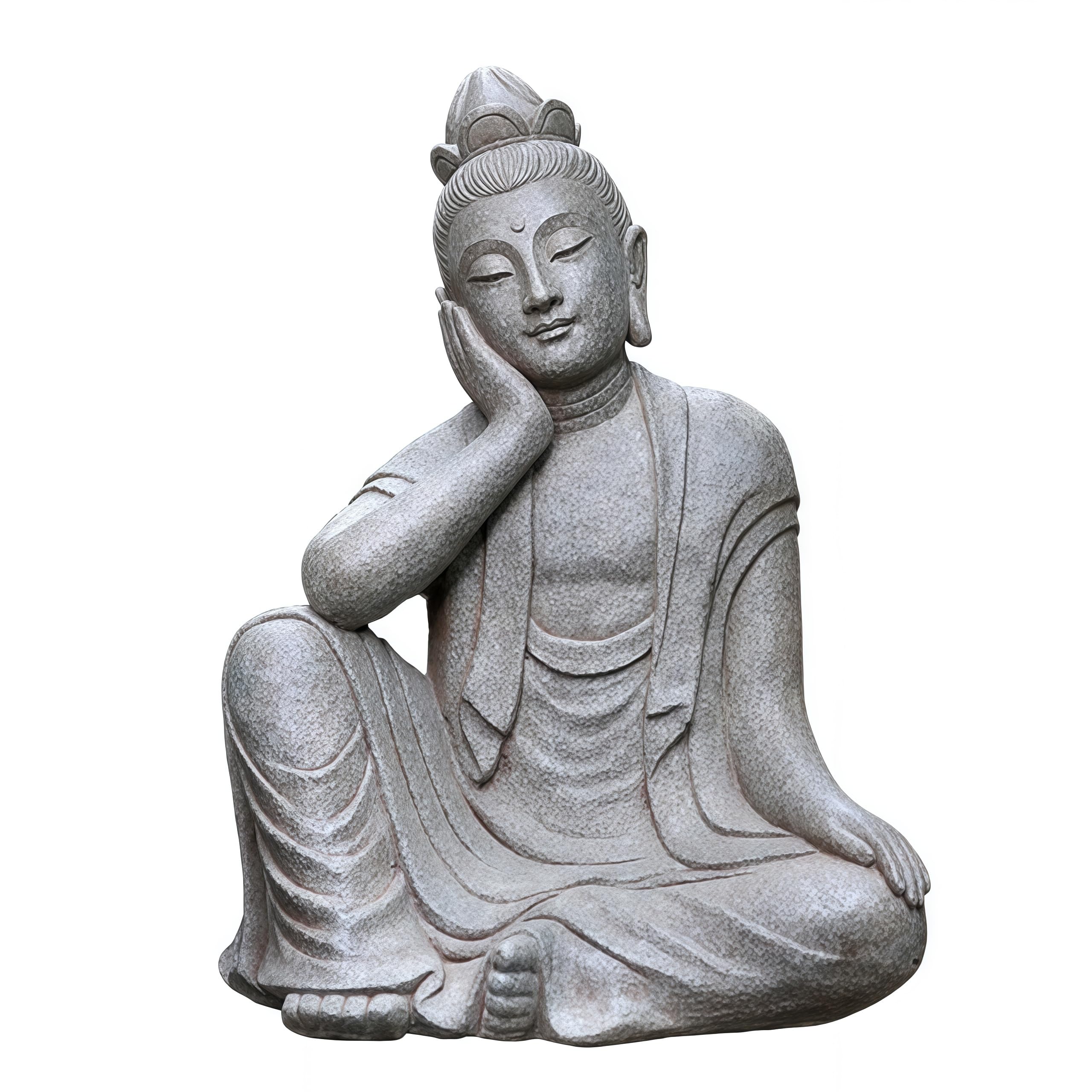 Pure Stone Guan Yin Statue - Handmade Quan Yin, Kwan Yin, Quan Am, Kuan Yin, Guanyin Statue, Female Buddha for Gardens, Patios, Lawns - Goddess of Mercy and Compassion, Chinese Decor, Chinese Gifts