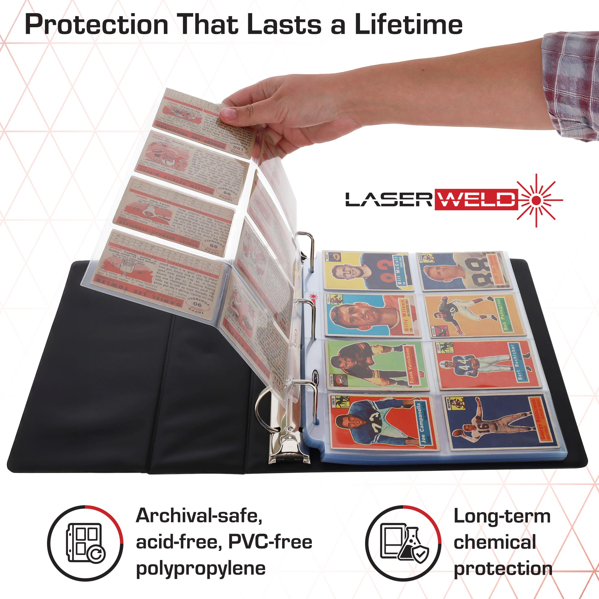 Amazon.com: LaserWeld® 8-Pocket Binder Card Sleeves | Card Pages for  Binders | Card Sheets for Binder | Card Sleeve Pages for Vintage Sports  Cards (1948–1985) | Acid-Free, Archival-Grade