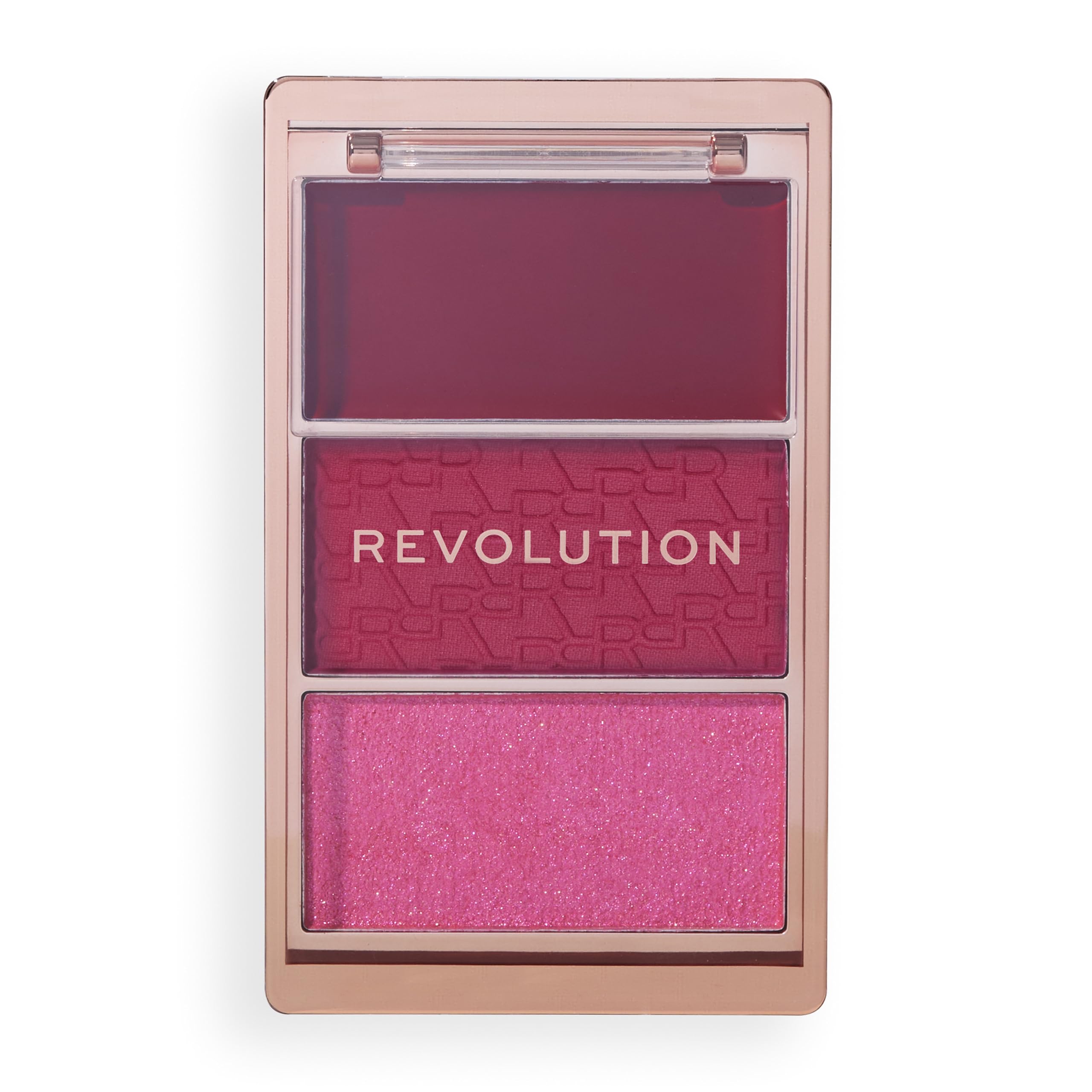 Revolution, Blush Icon Palette, Cream & Pressed Powder Blusher, Highly Pigmented, Face Palette, Vegan & Cruelty-Free, 3 Shades, My Cherry Truth