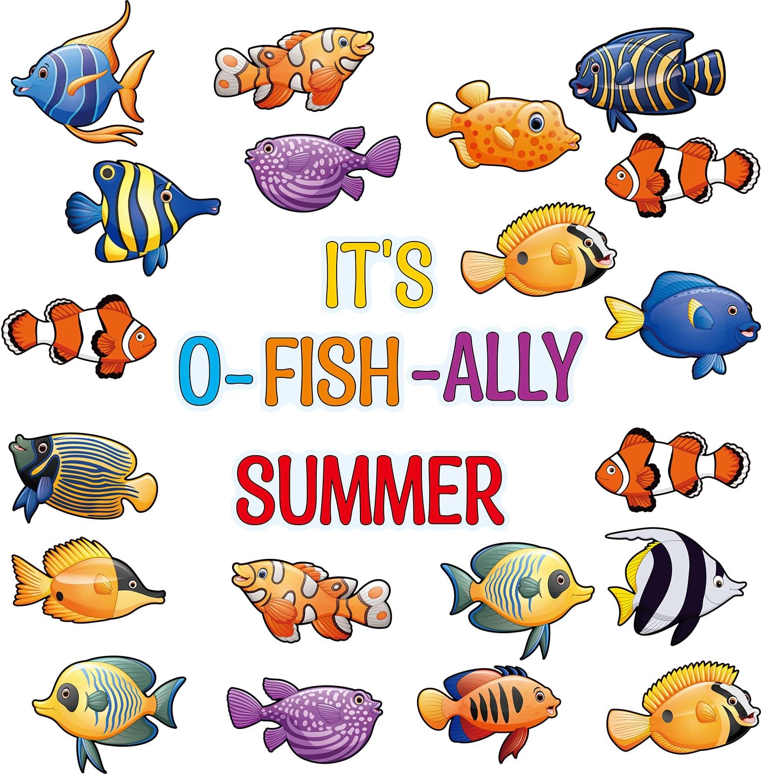 Blulu 72 Pieces Ocean Fish Cutouts Paper Colorful Ocean