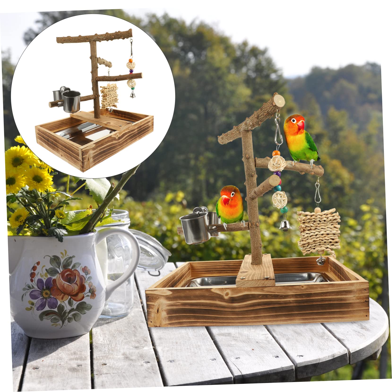Housoutil Percha De Escritorio para Accesorio De Madera para Pájaros Juguete De Equilibrio para Aves