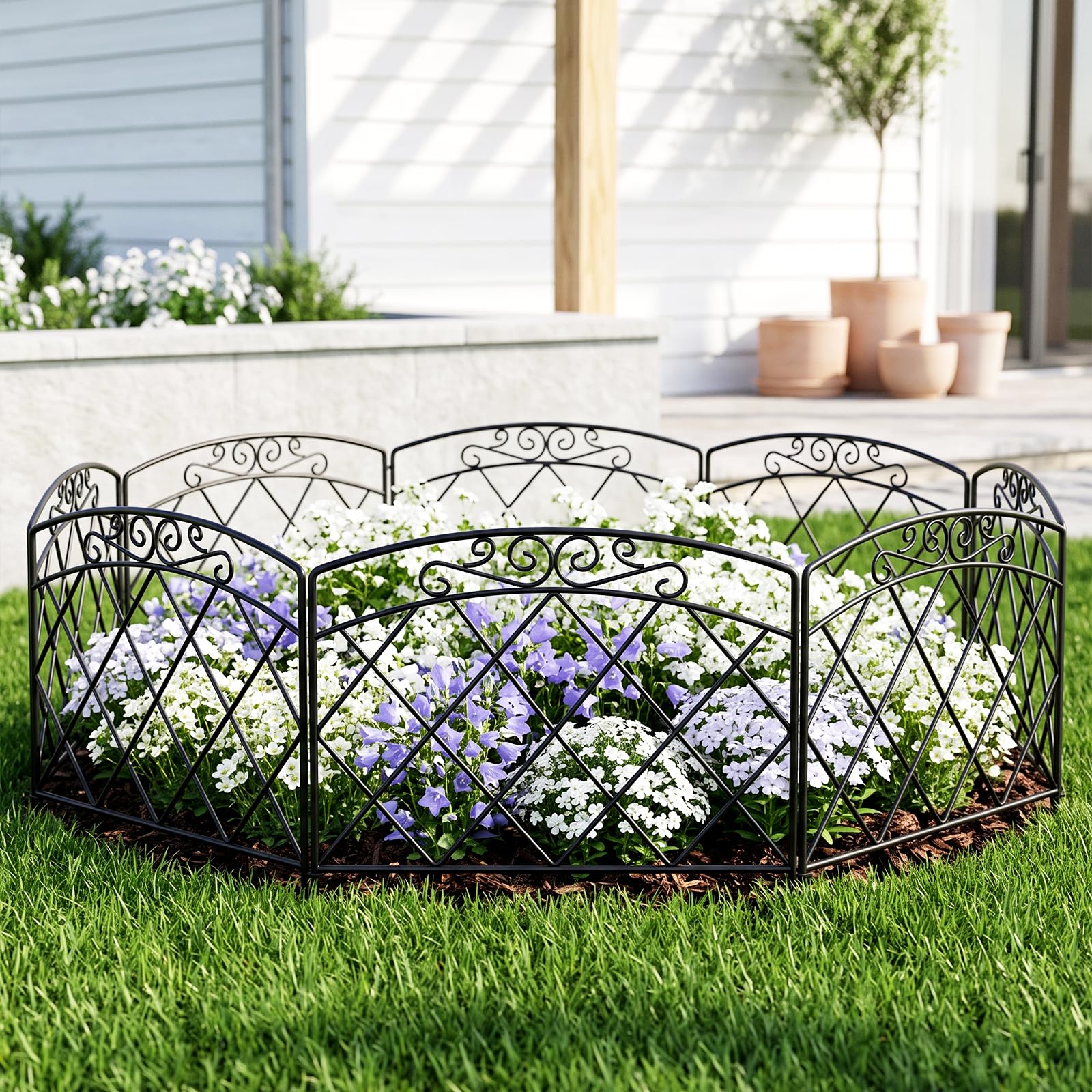Thealyn Clôture Décorative en Métal, 61 cm x 61 cm x 5 pieces | Barrière de Jardin pour Chiens, Installation sans Creuser (Elegant)