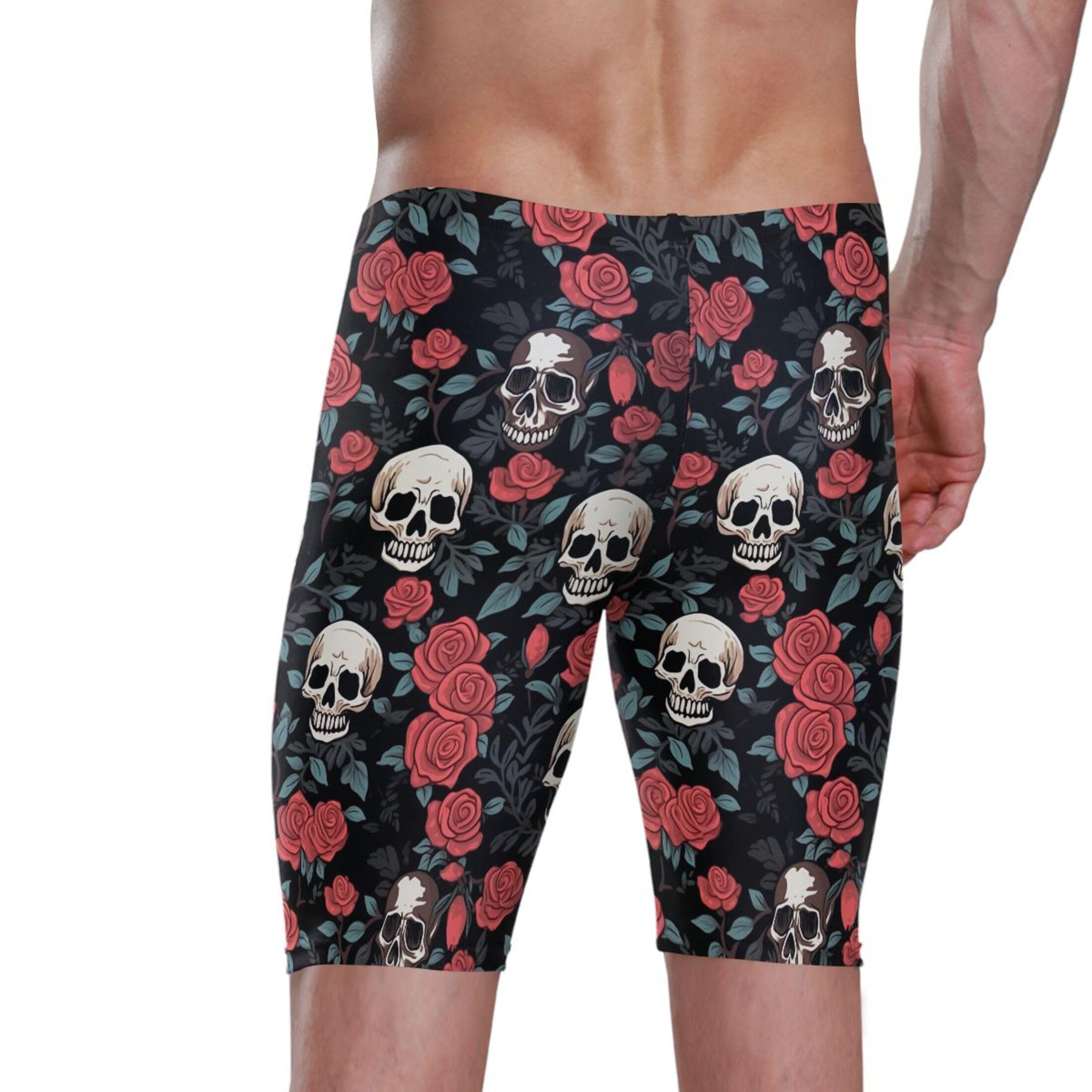 UMIRIKO Sugar Skull Flowers Men's Swim Jammers Racing & Training Swimsuit Fast, Flexible,Comfortable XXXL B0400673