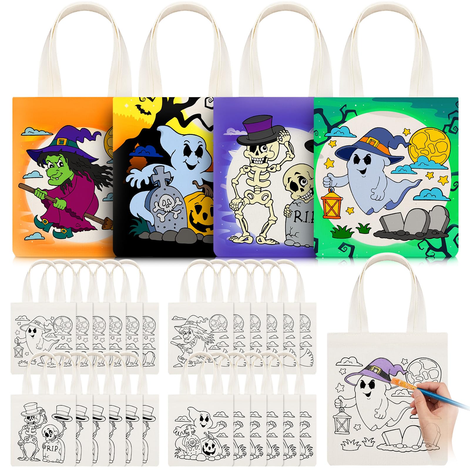 Amazon.com: Amylove 24 Pcs Halloween Coloring Goodie Bags 8'' x 8.5 ...
