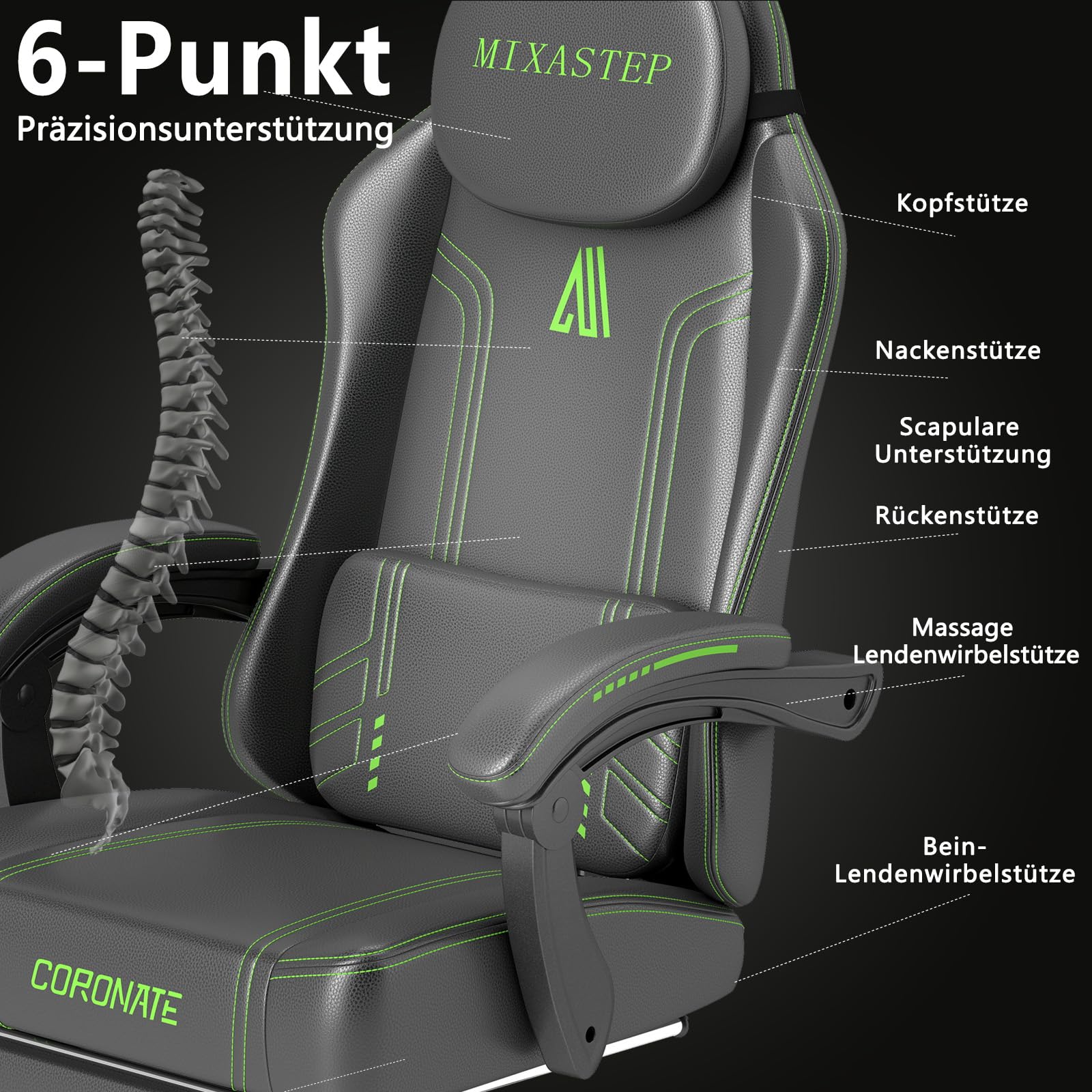 NSMAZXO Gaming Stuhl Ergonomisch mit Verstellbarer Rückenlehne & 360° Drehfunktion - Bürostuhl für Erwachsene/Jugendliche 150KG, PC-Stuhl Stoff in Rot für Homeoffice/Gaming