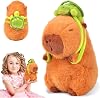Vibbang Frog Capybara Plush Toy, Cute Capybara Doll with Turtle Pillow, Soft Realistic Capybara Stuffed Animal, Guinea Pig Toys Home Decoration, Great Birthday Gift for Kid Boy Girl