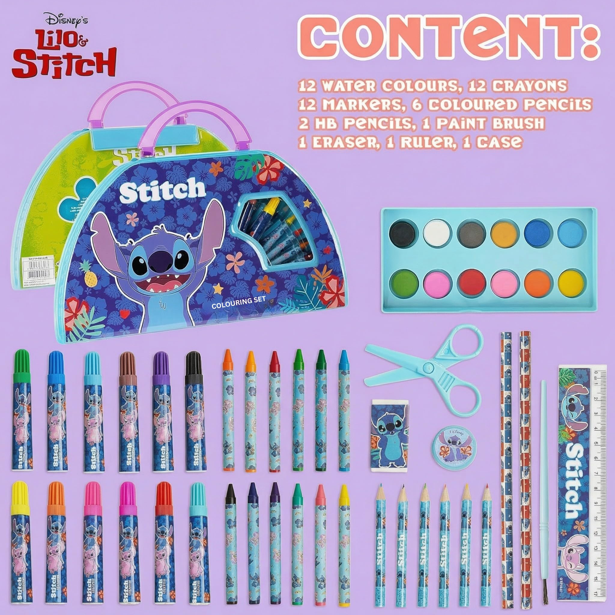 Disney Lilo & Stitch Colouring Set 50+ Pieces, Multicolour - Stitch - Image 2