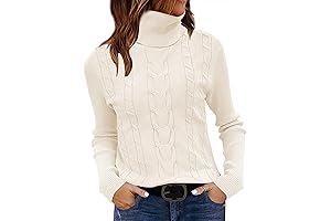 Womens Leanii 2024 Turtleneck Cable Sweater