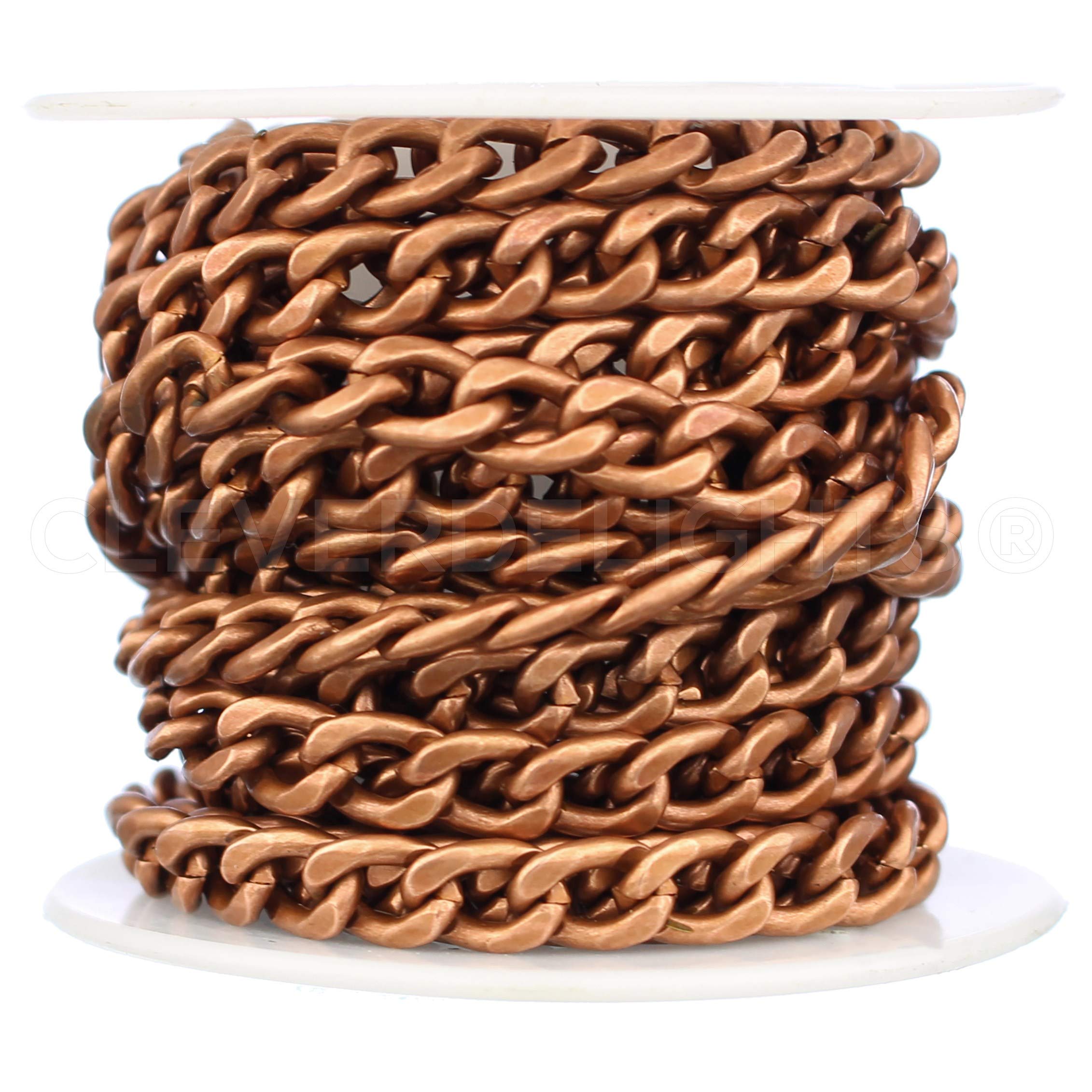 CleverDelights Bulk Curb Chain - 6x8mm Link - 10 Feet - Antique Copper Color
