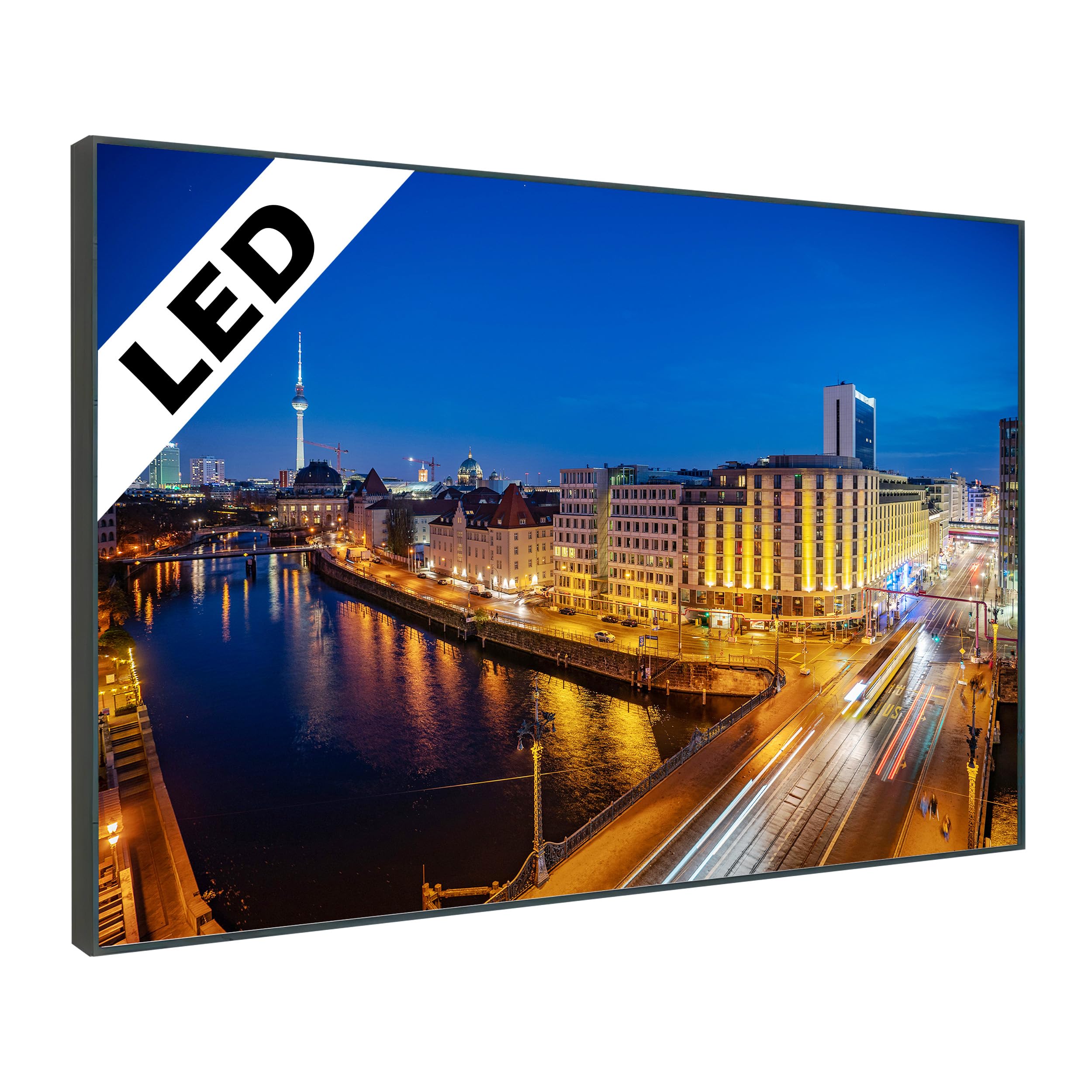 Generisch LED Wandbild Berlin City Nacht – Beleuchtetes Skyline Leuchtbild