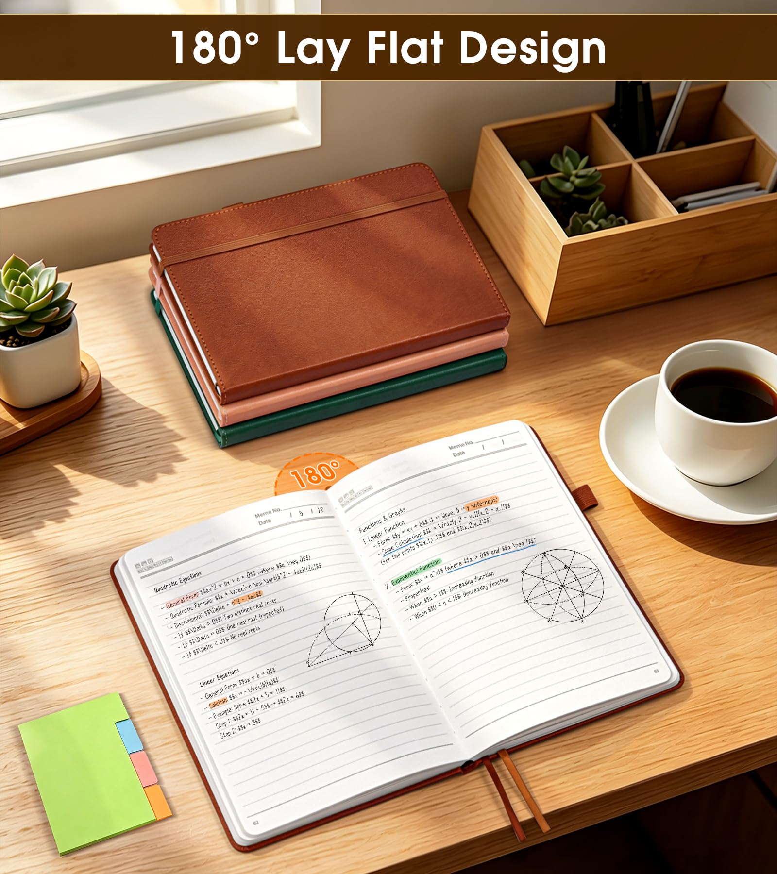 Cuaderno rayado, diario de cuero de tapa dura A5 para escribir, 160 páginas numeradas, cuadernos de diario de 5.7 x 8.3 pulgadas para hombres y mujeres, diario de papel grueso con rayas universitarias