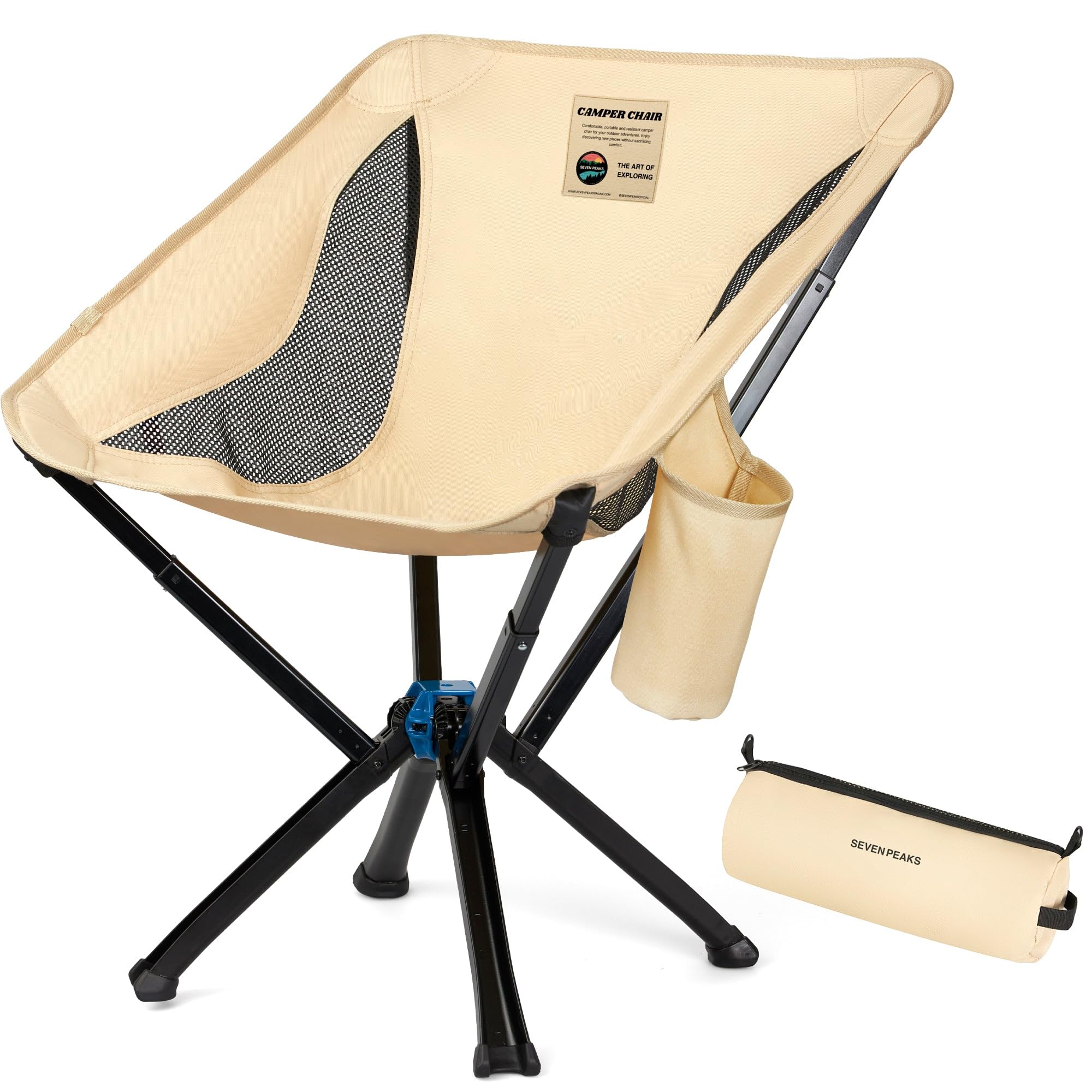Seven Peaks - Silla Plegable Camping - Silla Plegable Ligera - Se Instala 5 en Segundos - Silla Camping Plegable Compacta - Silla Plegable Portatil Gran Resistencia - Anti Rotura y Transpirable