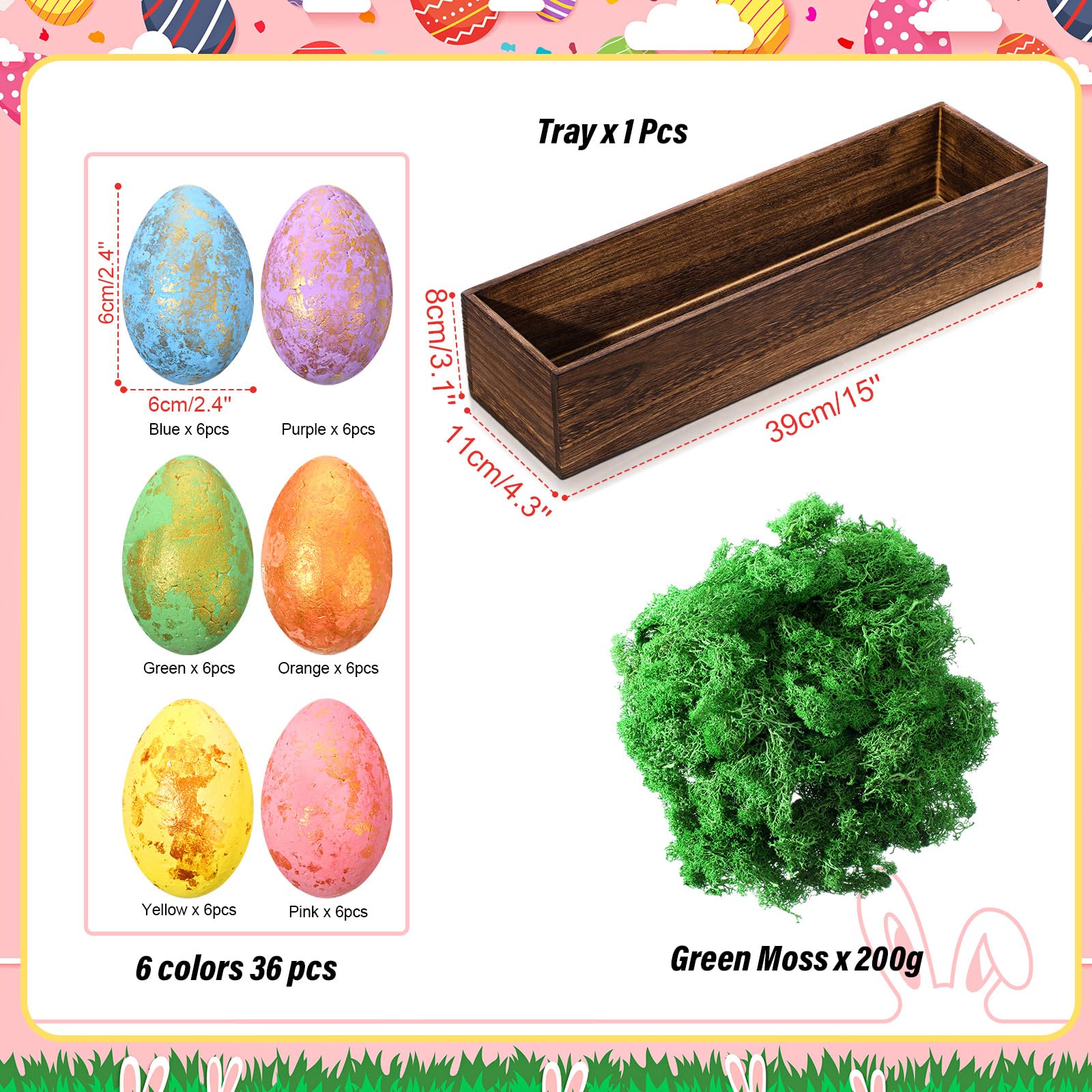 DoubleFill 38 Pcs Foam Easter Eggs Decoration Set Hunt Surprise Egg Easter Basket Stuffer for Holiday Table Centerpieces Farmhouse Easter Spring Party Favors Table Setting Home Decoration(Egg)