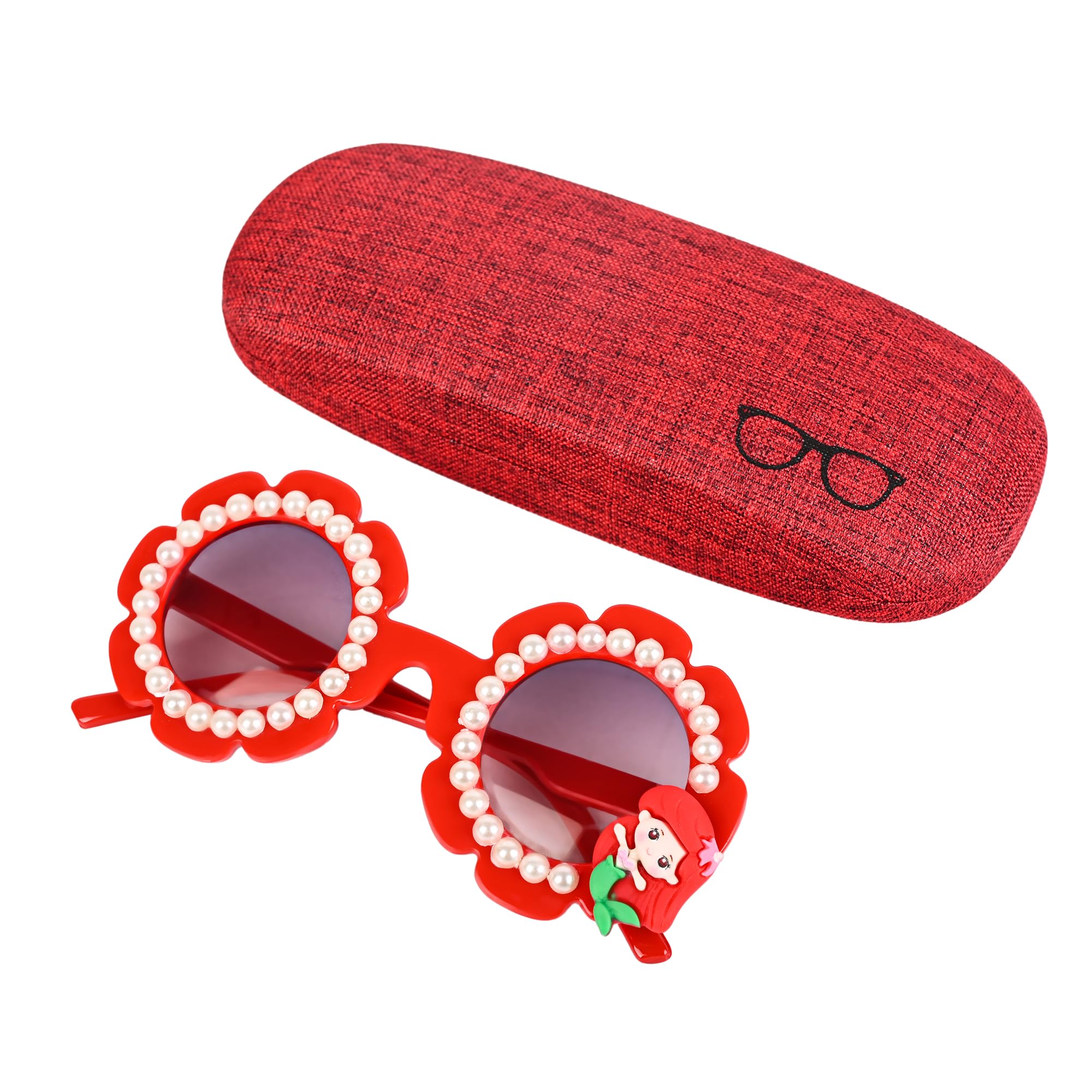 withlov.in Mermaid Sunglasses, Round Frame, Red Tinted UV400 Lenses, 2-6 Years perfect Birthday/Return Gift 3