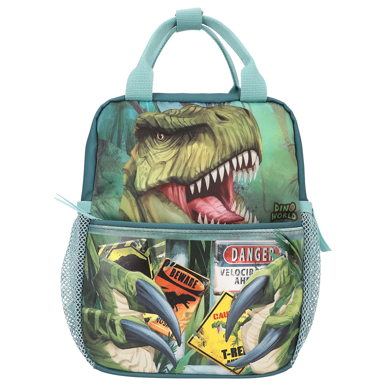 Depesche Depesche 11778 Dino World Danger-Mochila para niños en Verde Oscuro con Motivo Trex, Bolsa con Correas Ajustables y Bolsillos Laterales, Multicolor