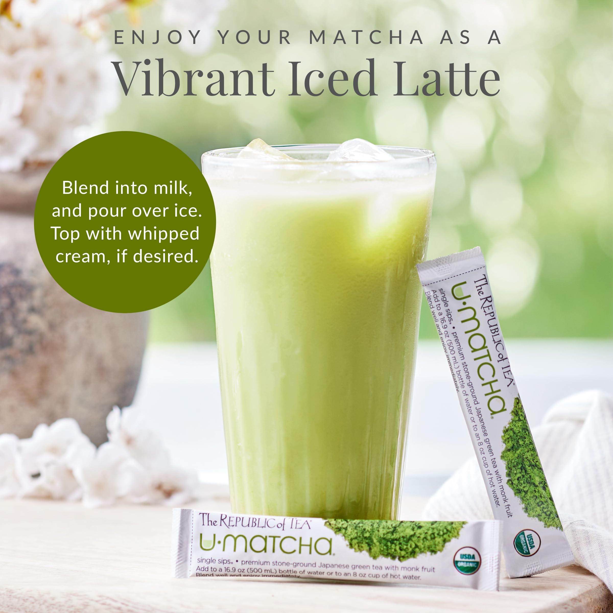 The Republic of Tea Organic U Matcha Single Sips Naturally Caffeinated Matcha Green Tea Powder 14 Packets — view 4