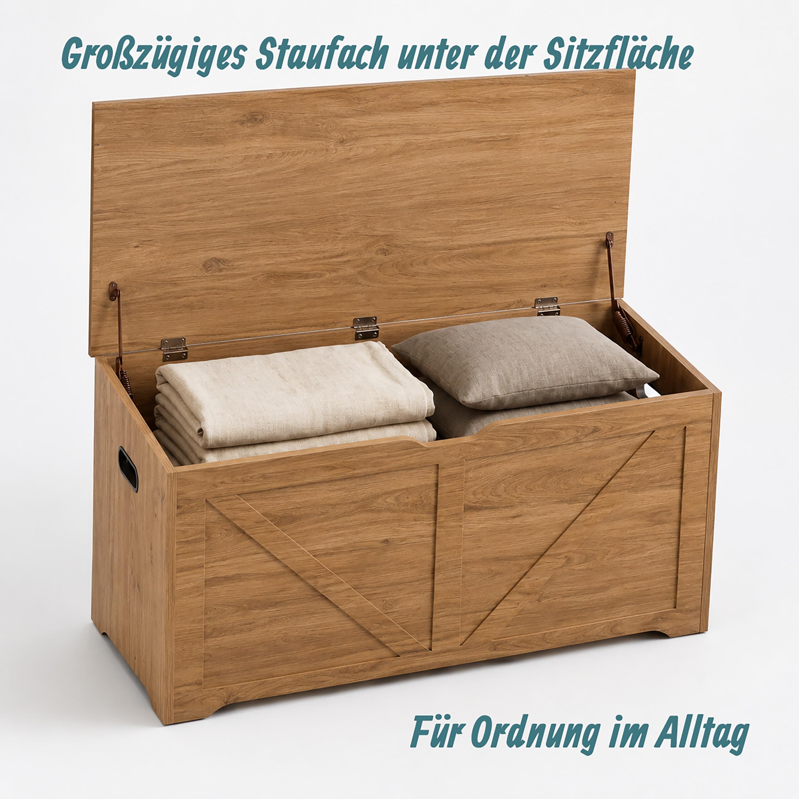 Relaxdays Sitzbank mit Stauraum, Deckel, HxBxT: 46 x 100 x 40 cm, hellgrau